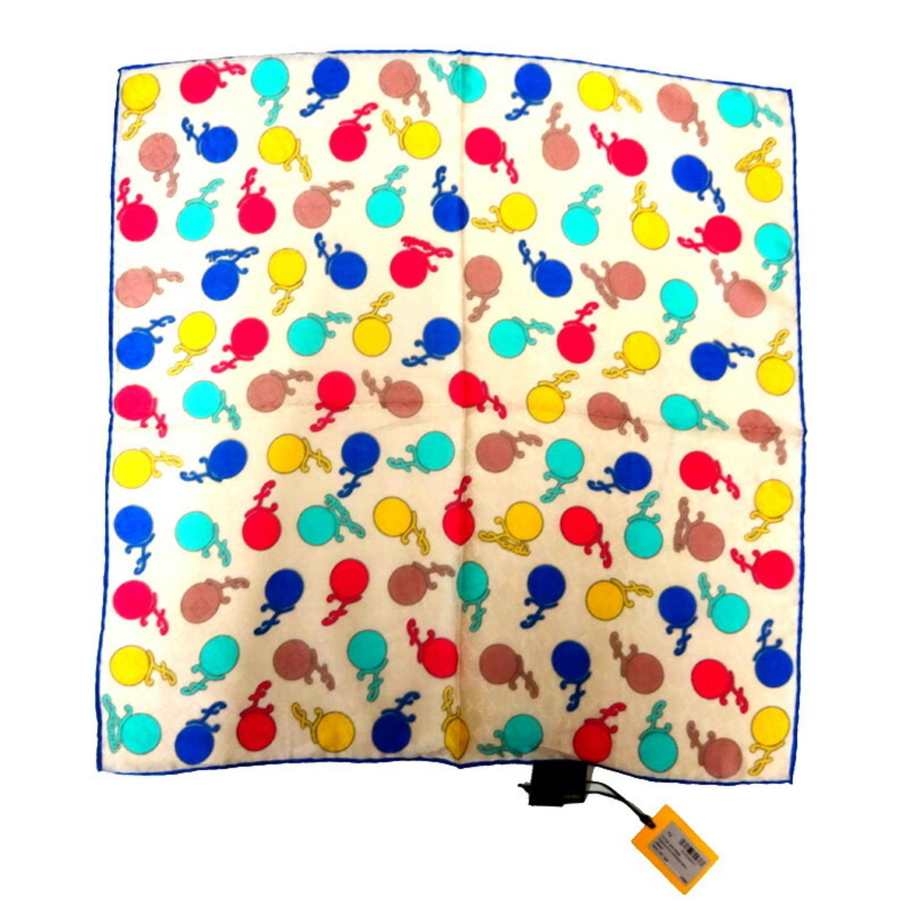 Fendi Ball Pattern Bandana Scarf Muffler Cotton Beige/Multicolor