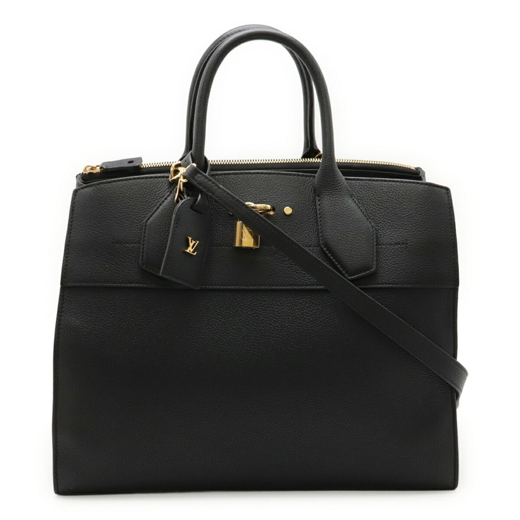 Louis Vuitton City Steamer MM Handbag/Shoulder Bag Leather Black