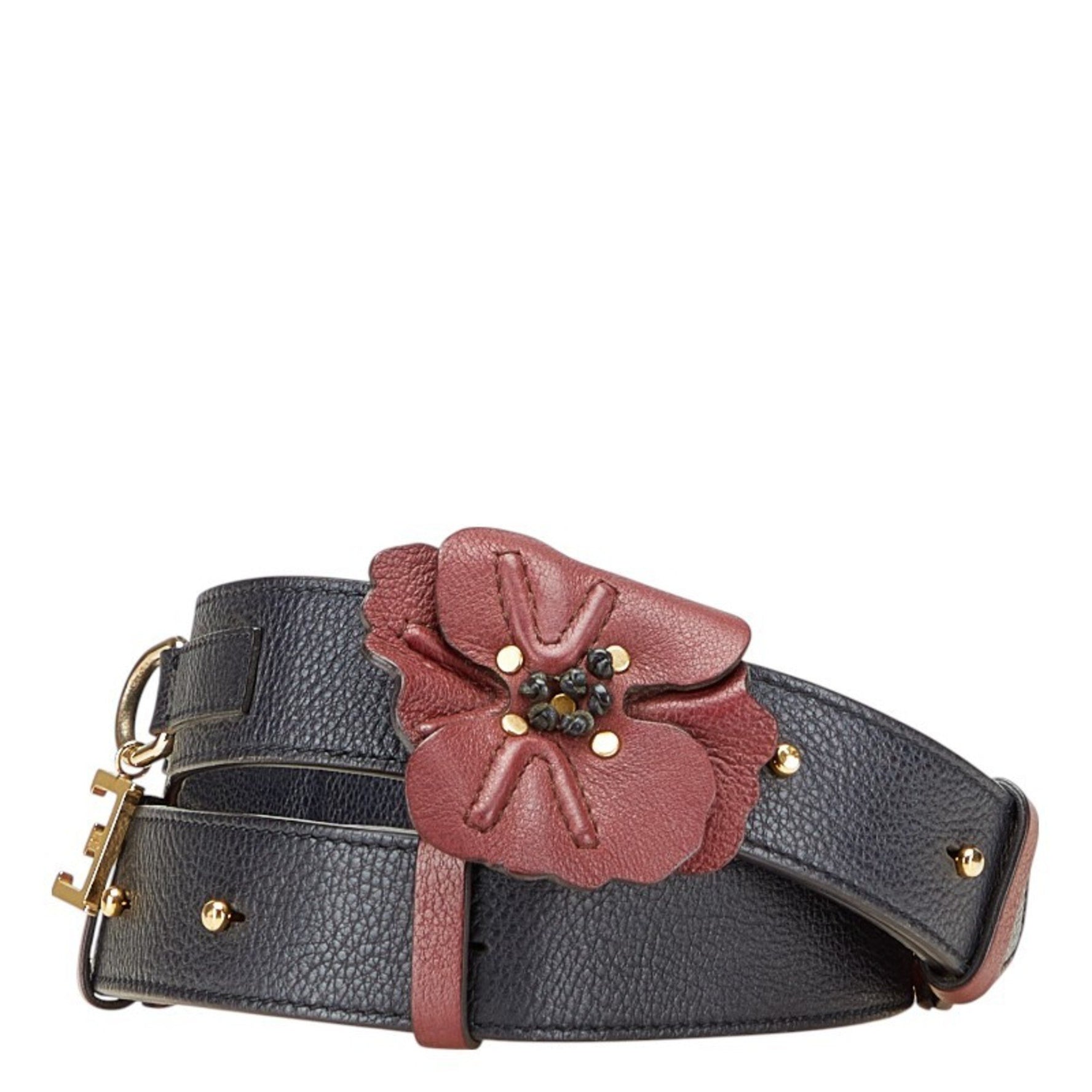 Chloé Chloe Flower Shoulder Strap in Navy and Wine Red Leather