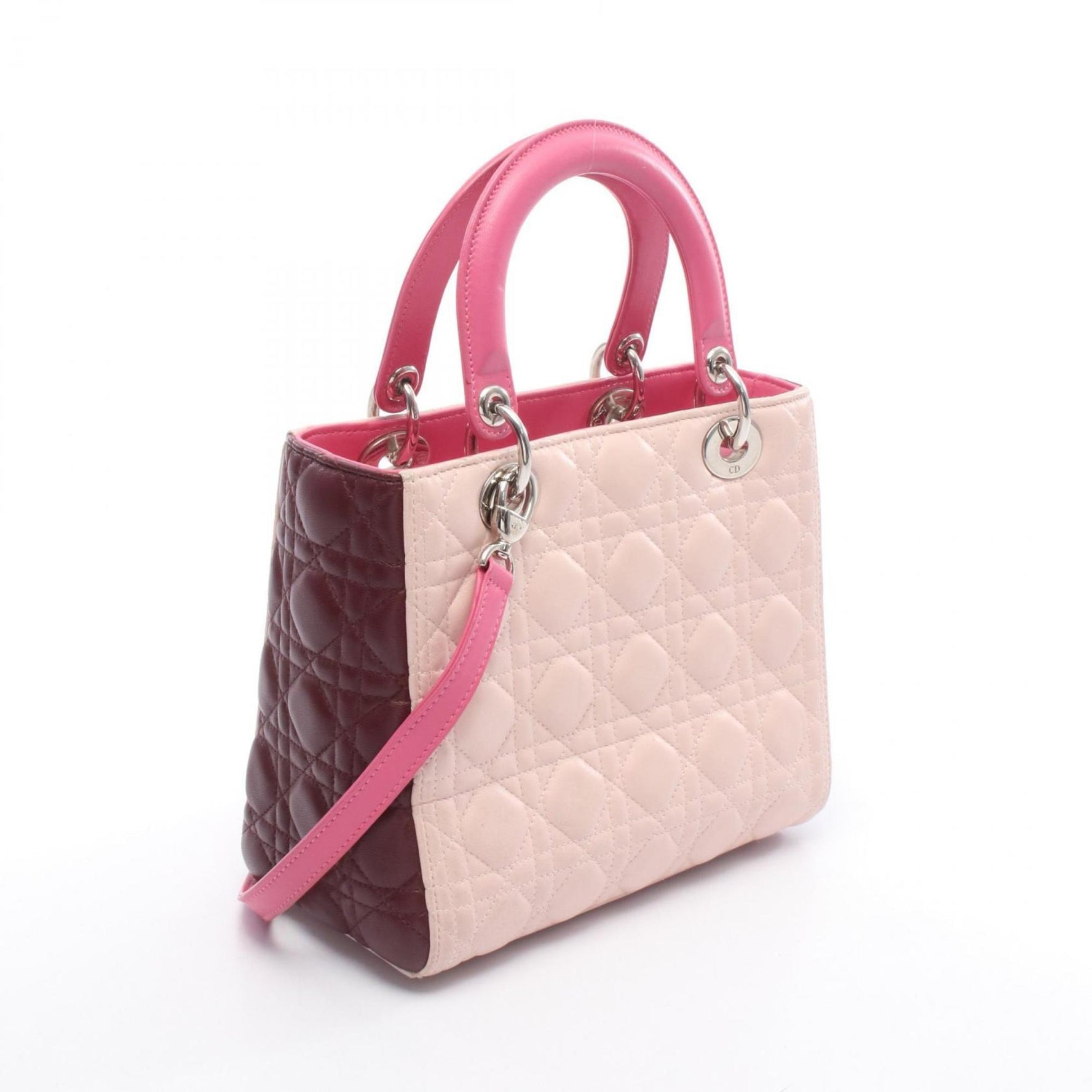 Christian Dior Dior Lady handbag, leather, pink, burgundy