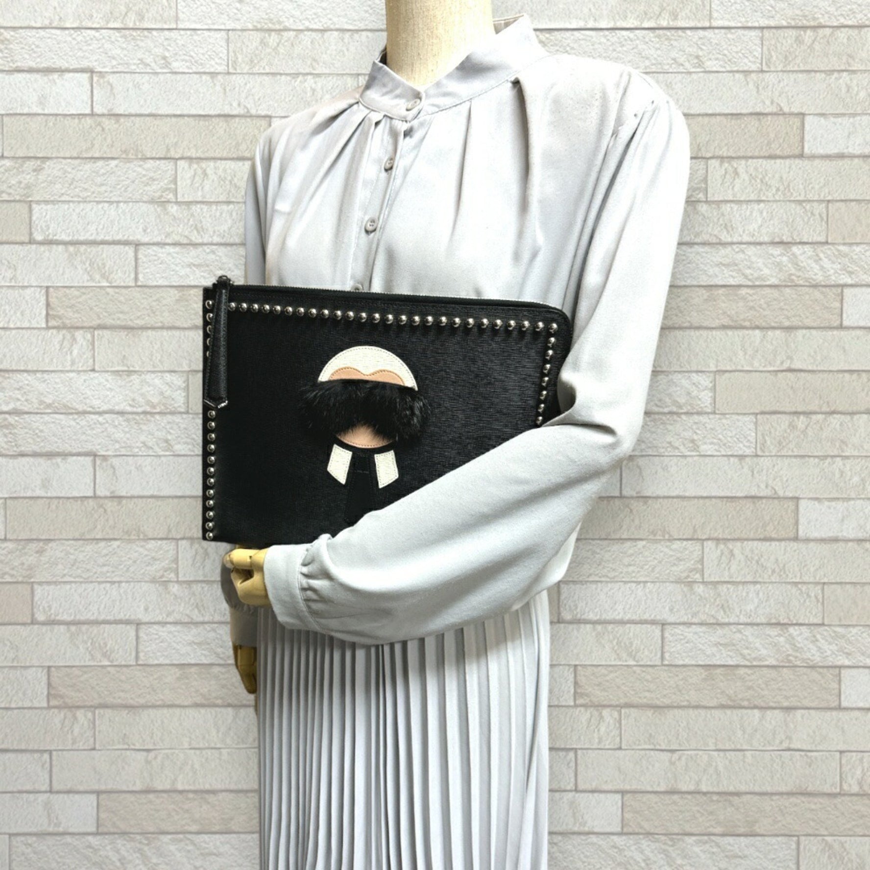 FENDI Carlito Clutch Bag Leather