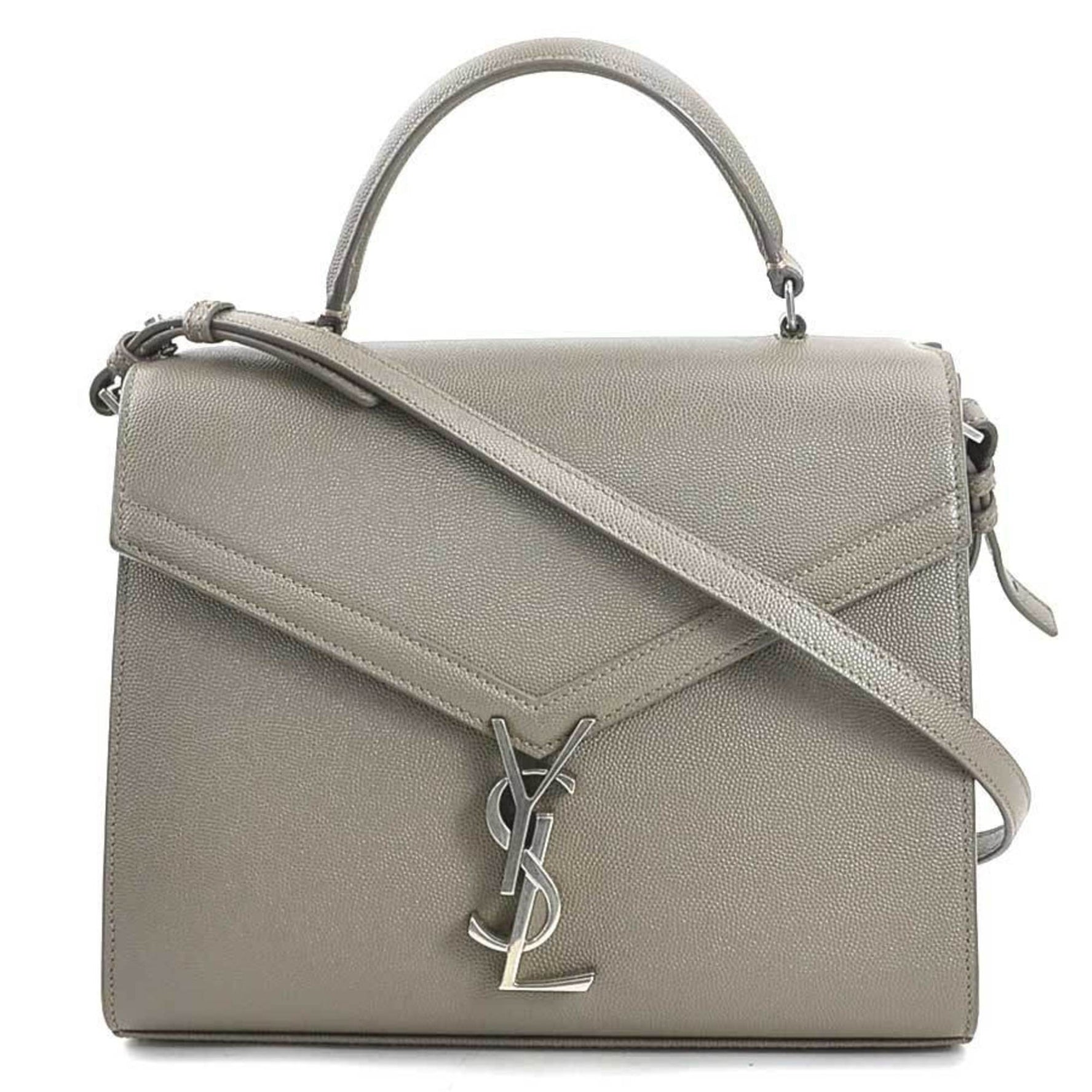 Saint Laurent handbag shoulder bag leather grey silver