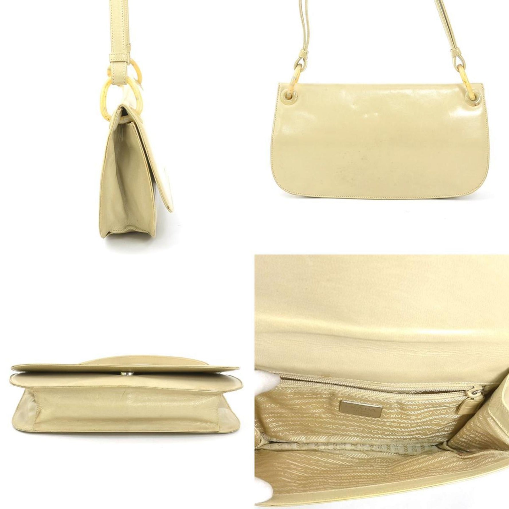 Prada PRADA shoulder bag, beige leather, women's, e60736a