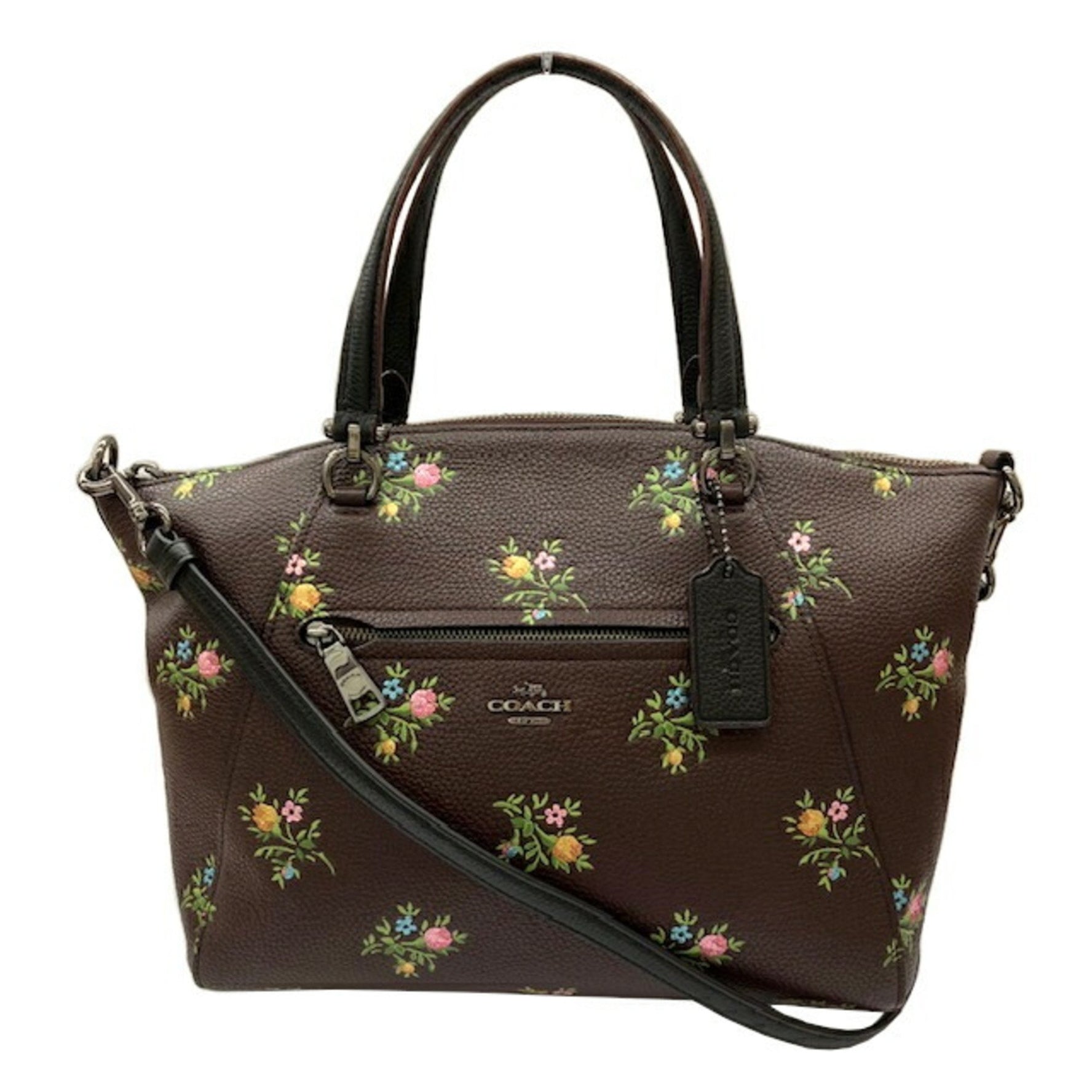 COACH Bag Flower Satchel Leather Handbag Tote Shoulder
