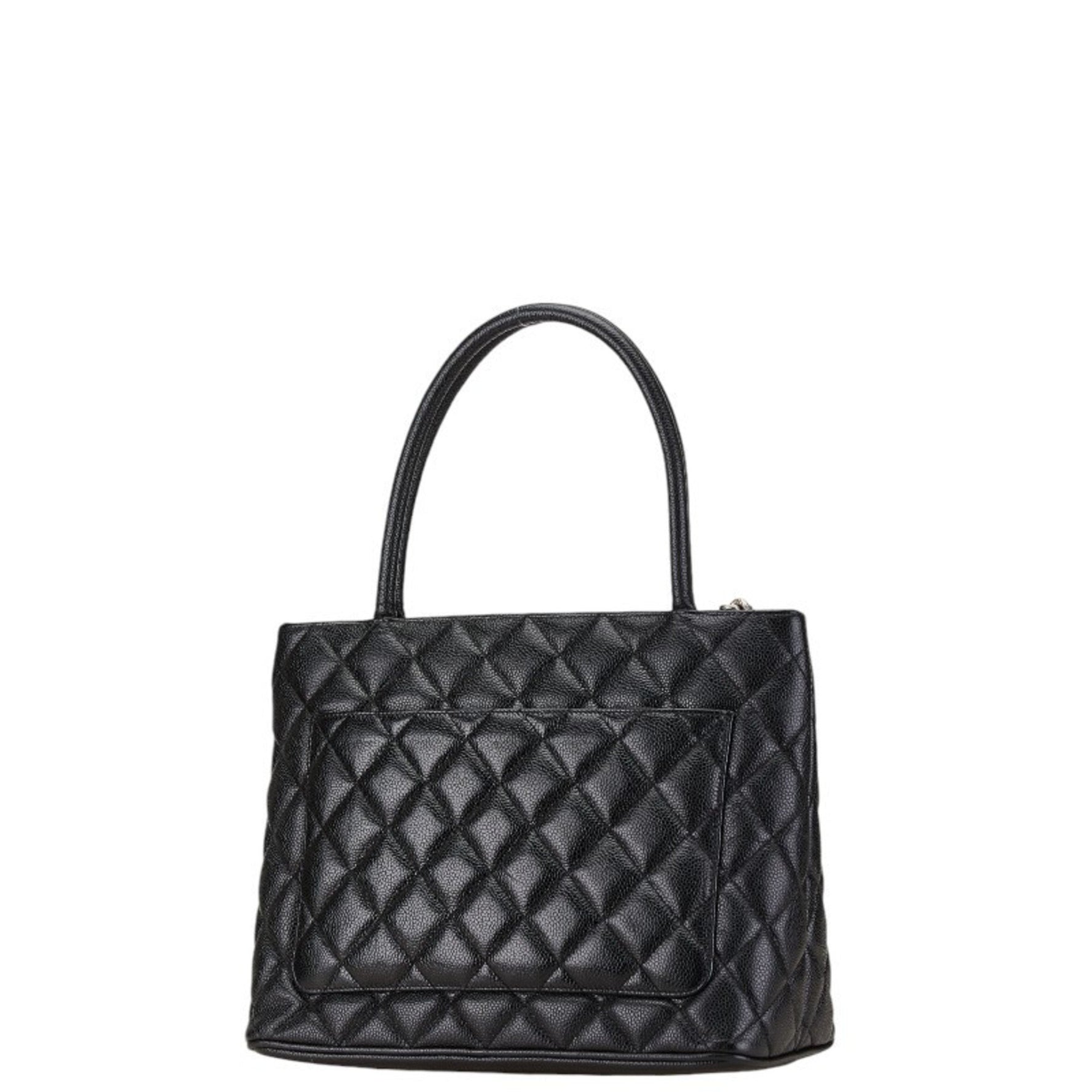 CHANEL Matelasse Deca Coco Mark Reprint Tote Quilted Bag Shoulder Caviar Skin