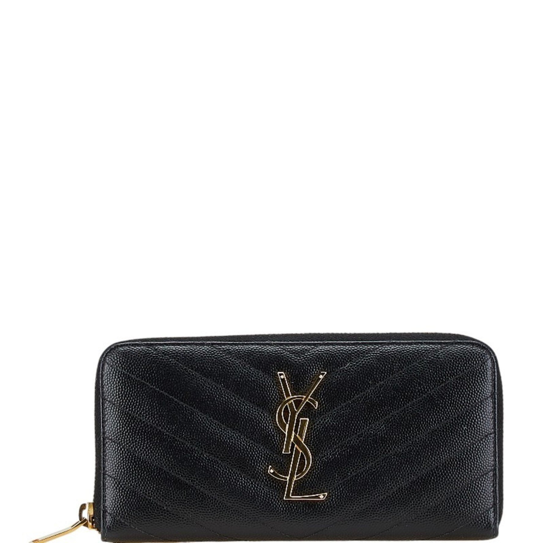 Saint Laurent YSL logo Cassandra long wallet round zipper leather