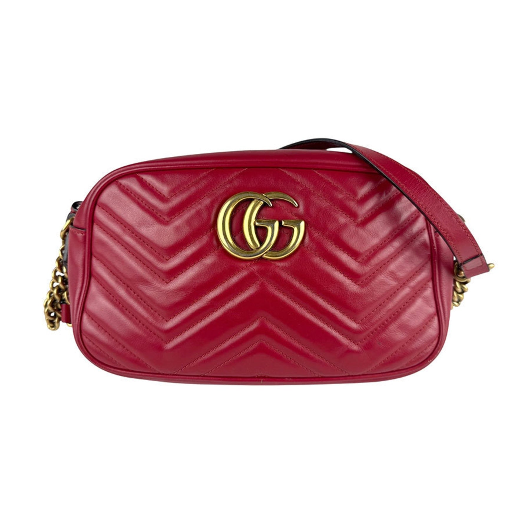 Gucci GG Marmont Leather Shoulder Bag, Red