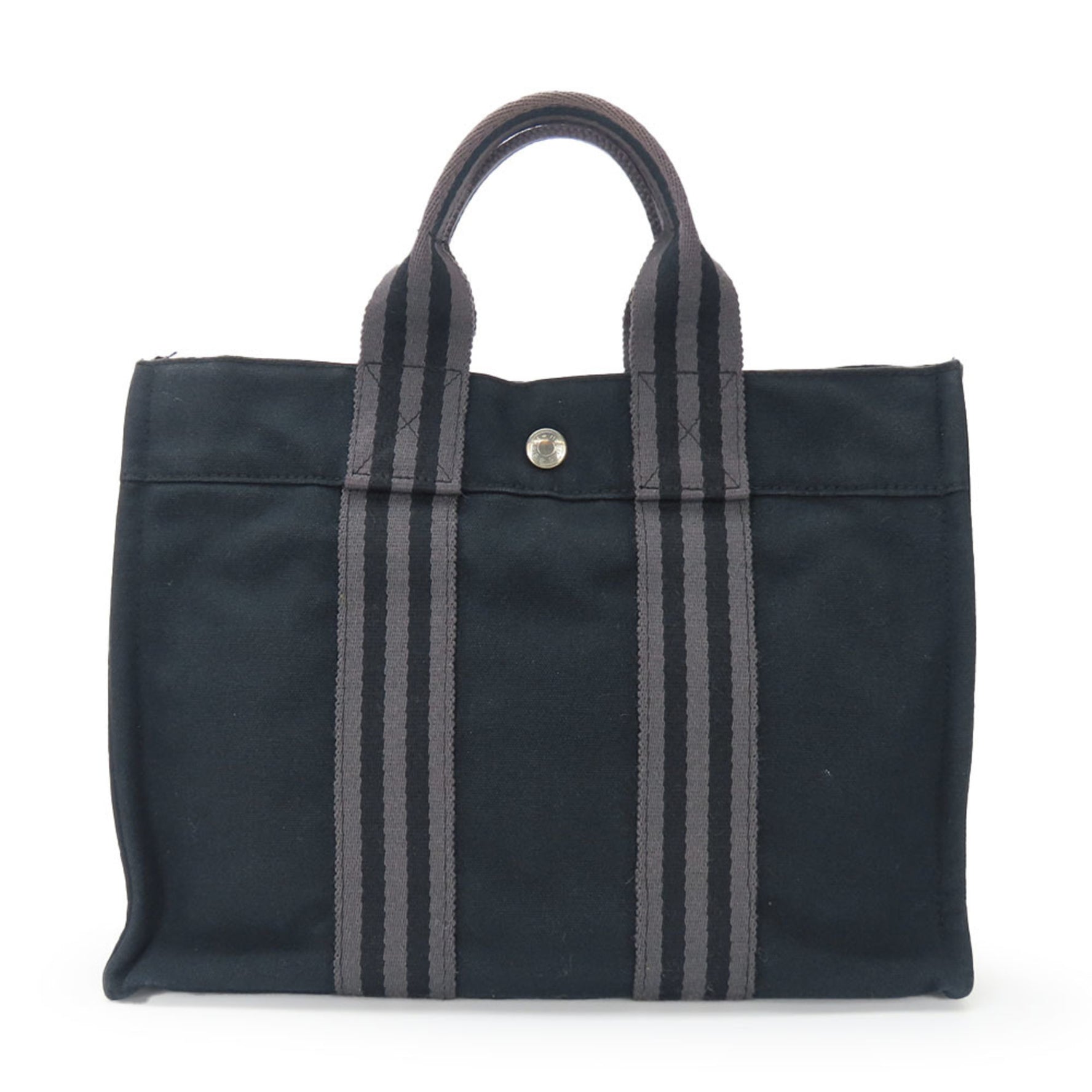 Hermes Handbag Foult PM Canvas Black Grey