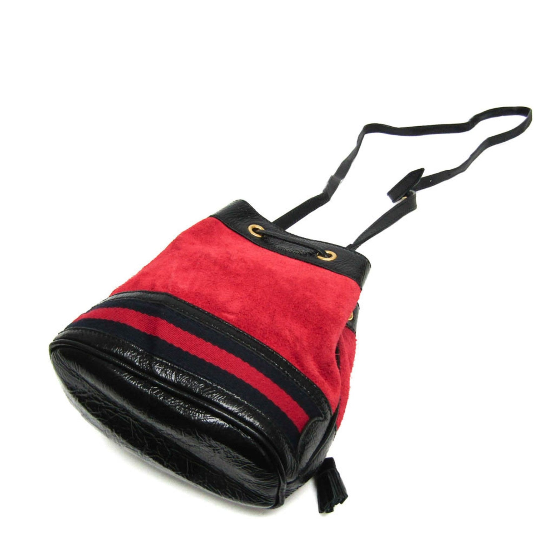 Gucci Drawstring Bag Type Leather,Suede Shoulder Bag Black,Navy,Red Color