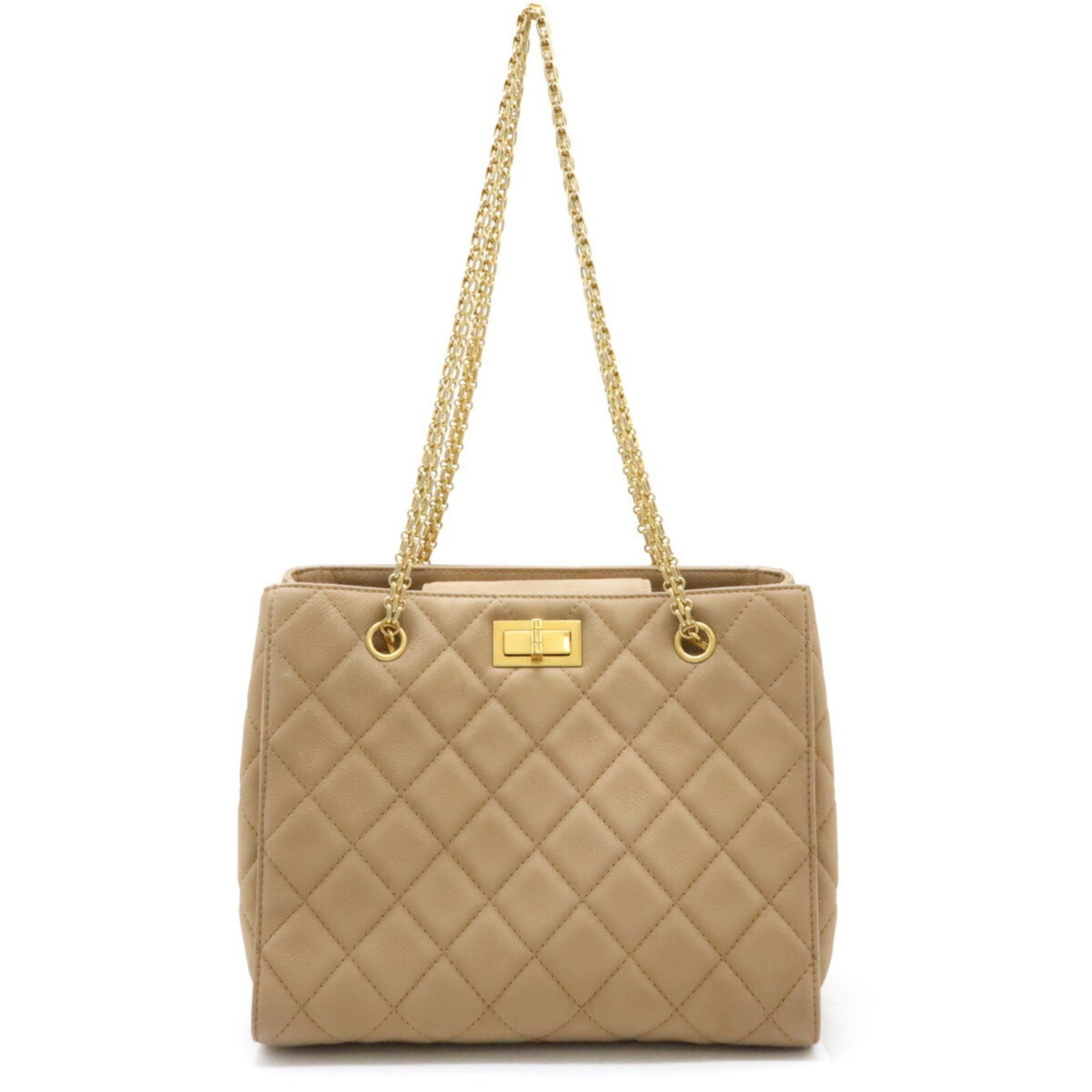 CHANEL 2.55 Chain Tote Bag Shoulder Turnlock Caviar Skin Leather