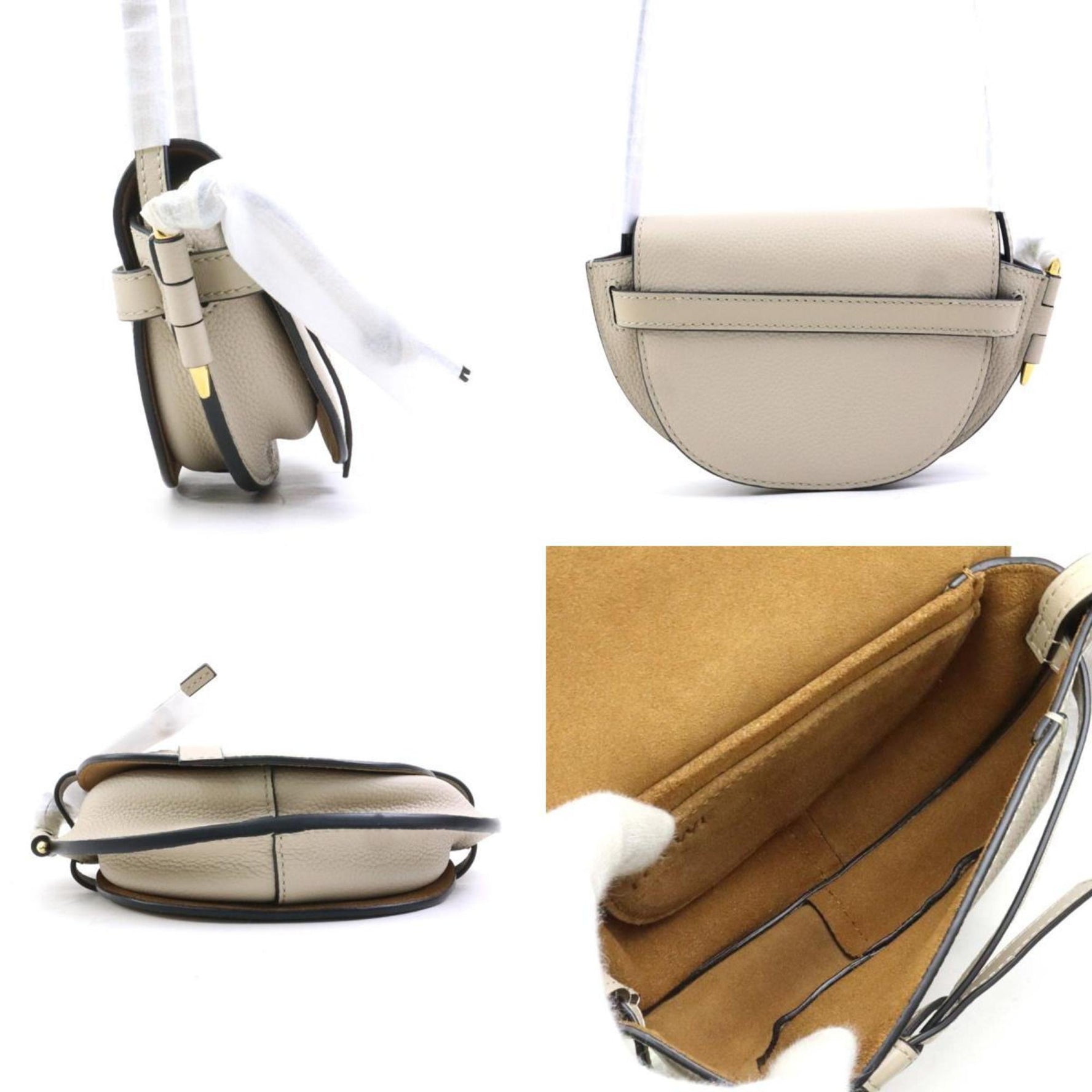 LOEWE Gate Mini Shoulder Bag in Greige Leather