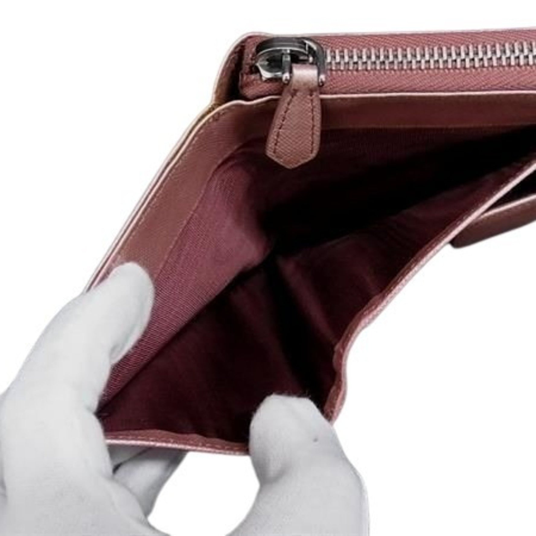 PRADA Saffiano Pink Metallic Leather Bifold Long Wallet