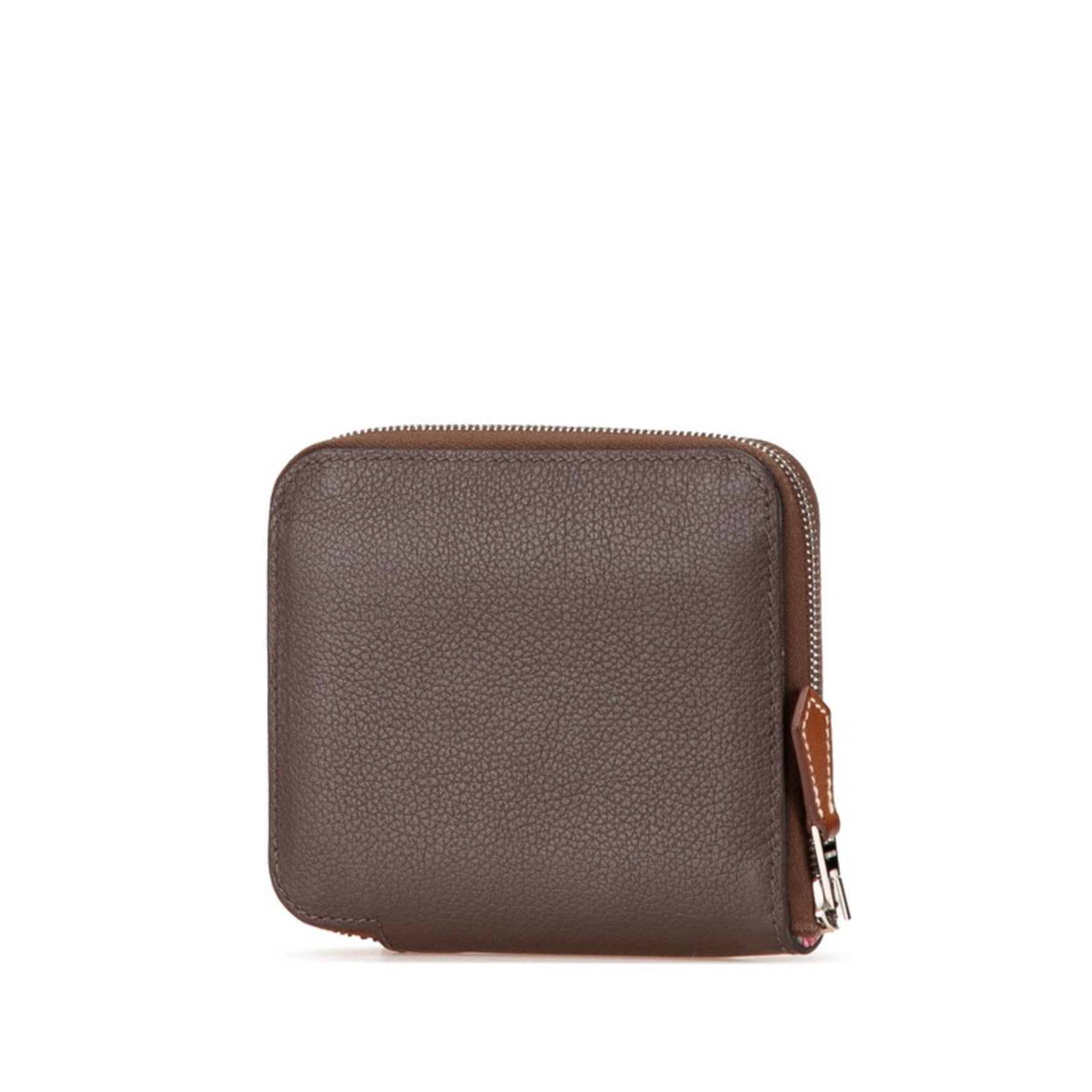 Hermes Hermès Azap Silkin Compact Zip-Around Bifold Wallet in Mocha and Evercolor