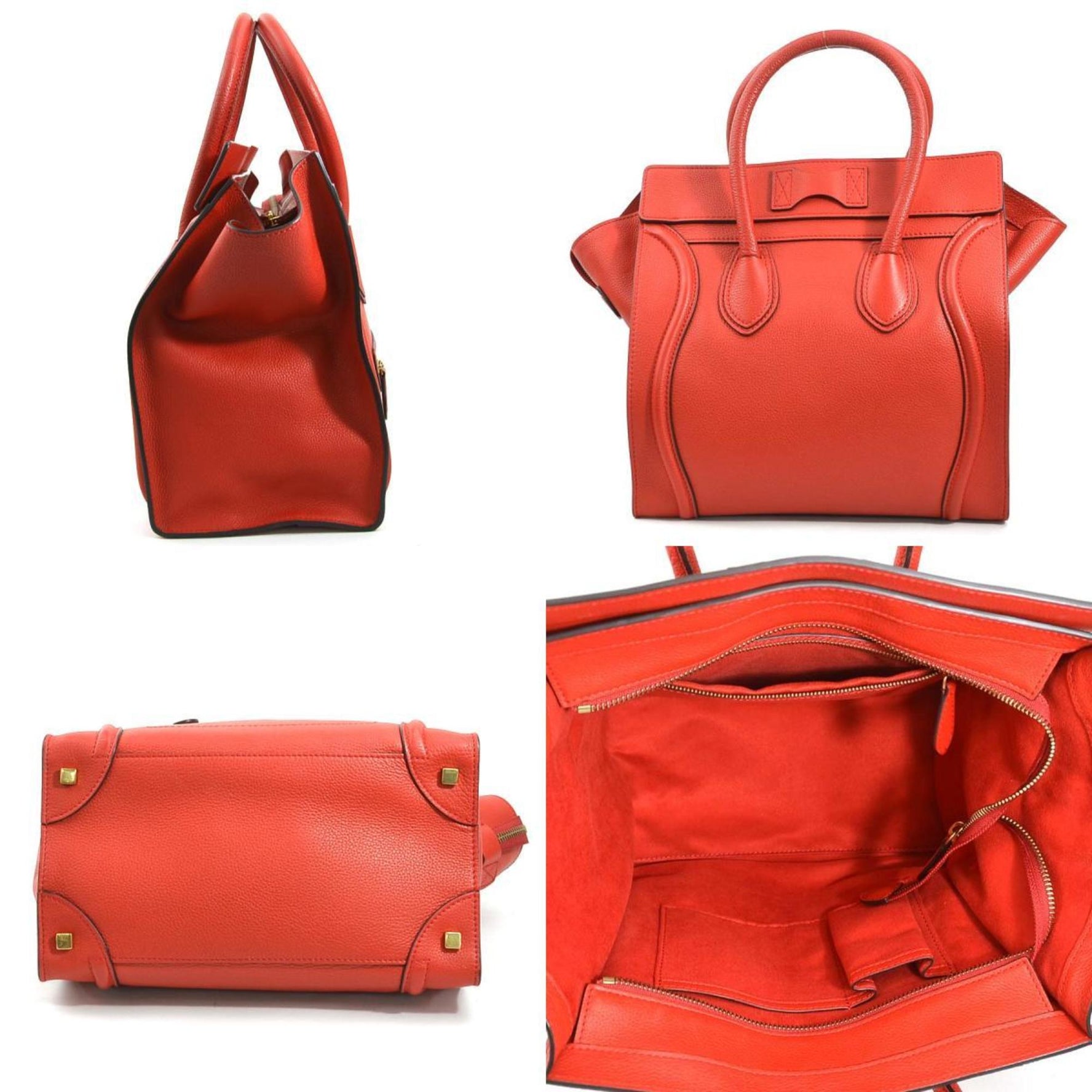 CELINE Handbag Luggage Shopper Leather Red