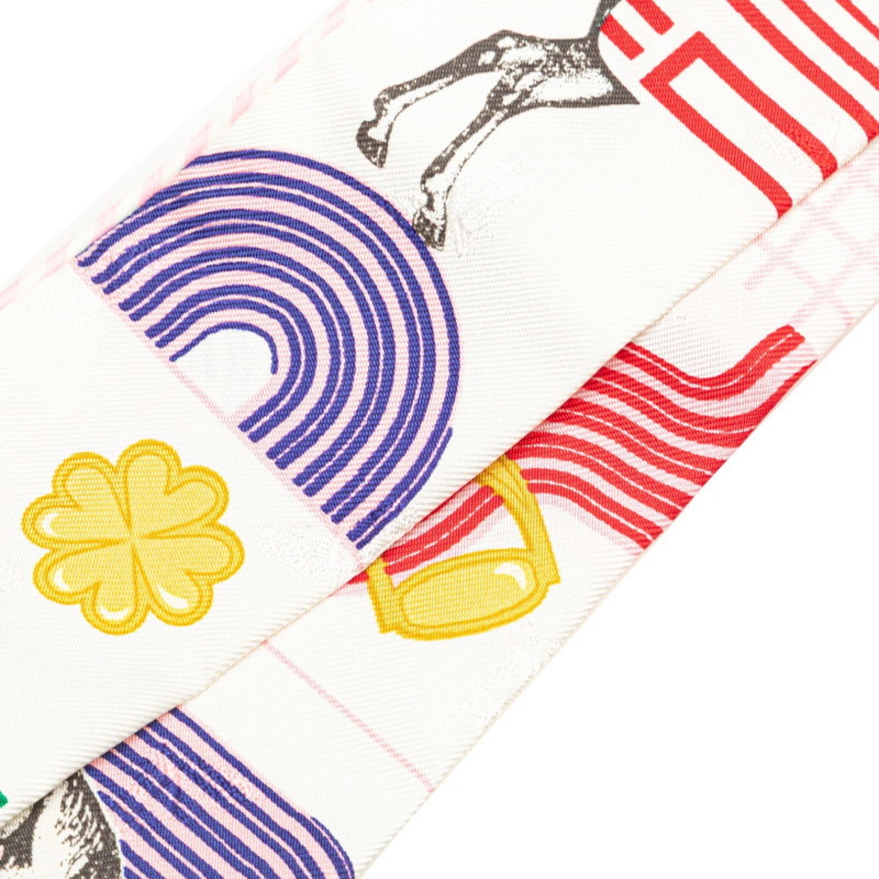 Hermes Twilly Garde Robe Pop Scarf Muffler White Multicolor Silk