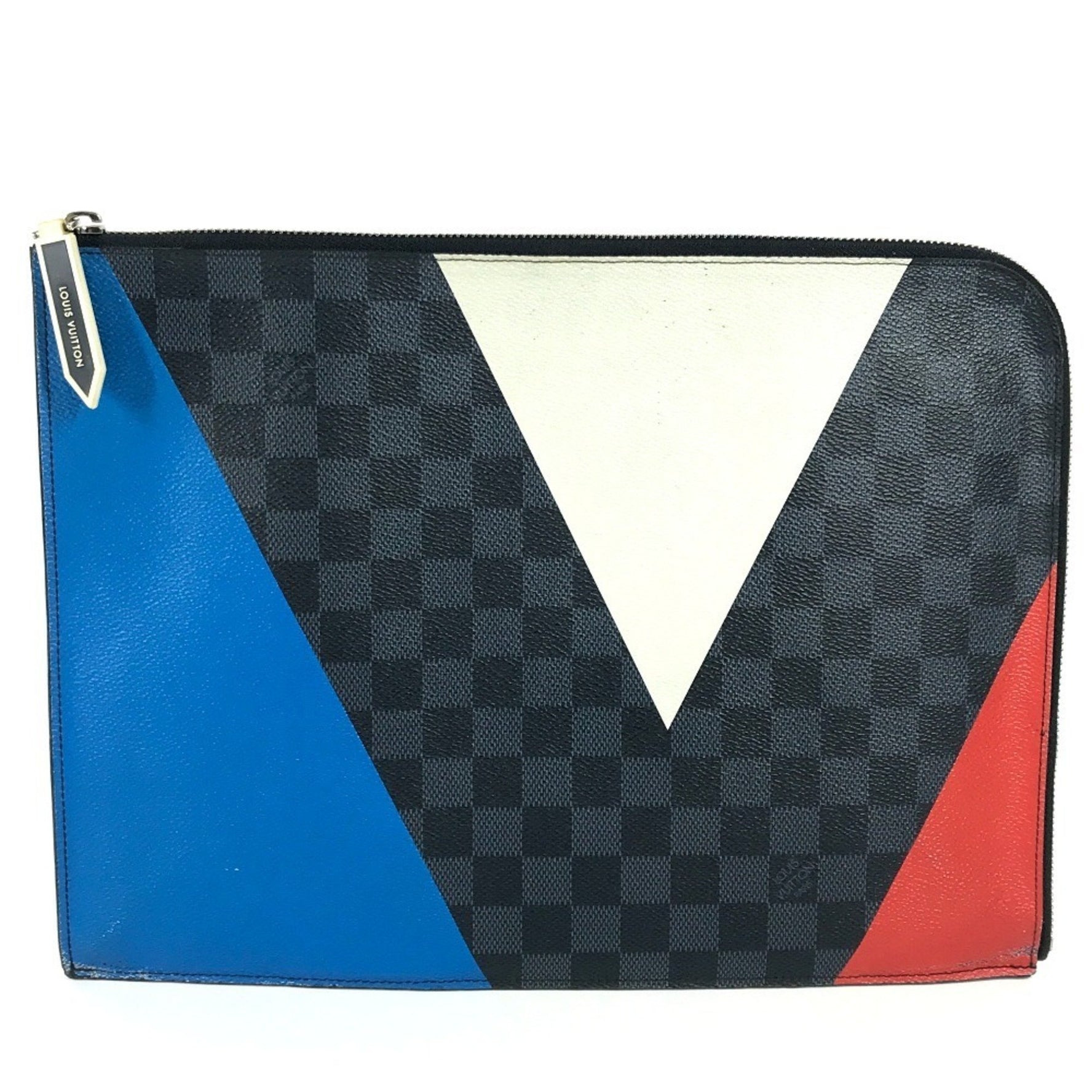 Louis Vuitton America's Cup Damier Graphite Pochette Jour GM Pouch Bag Second L-shaped Zipper Clutch Canvas Men's Black