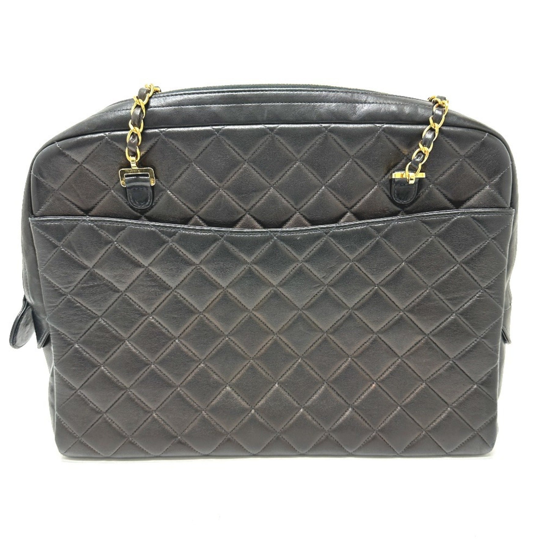 CHANEL Vintage Matelasse Quilted CC Coco Mark Chain Shoulder Bag in Lambskin