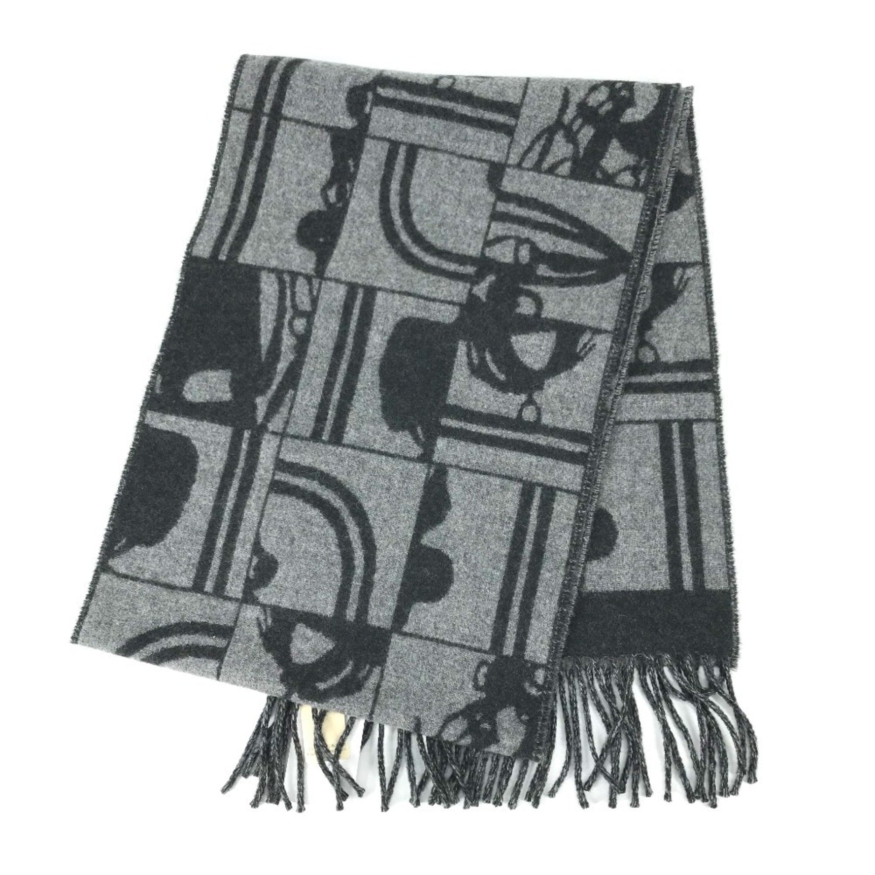 HERMES Brides de Gala Fringe Scarf, Cashmere, Unisex, Like New