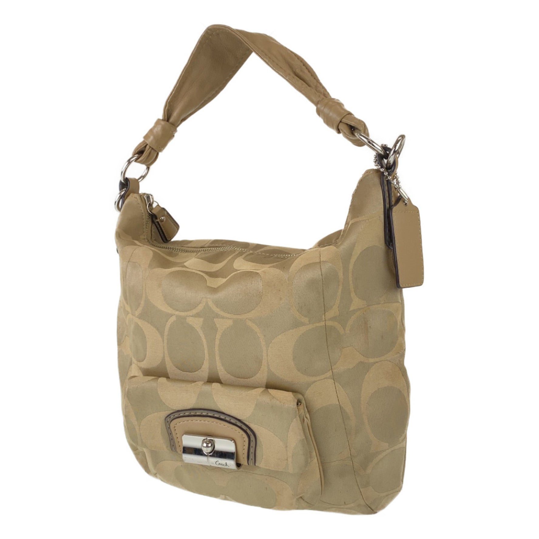 COACH Signature Leather Canvas Hobo Shoulder Bag