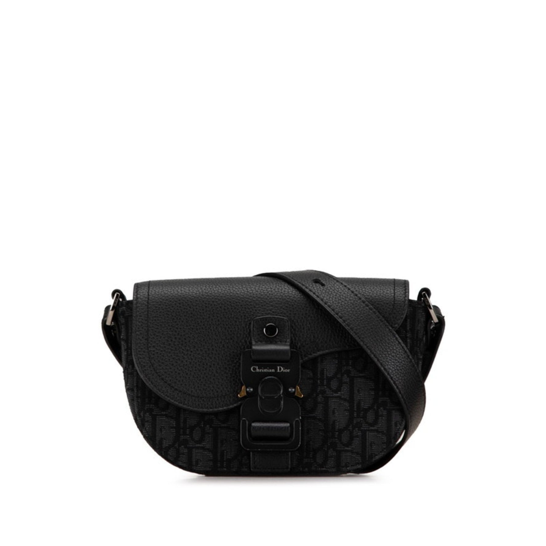 Christian Dior Dior Trotter Saddle Shoulder Bag Canvas Leather