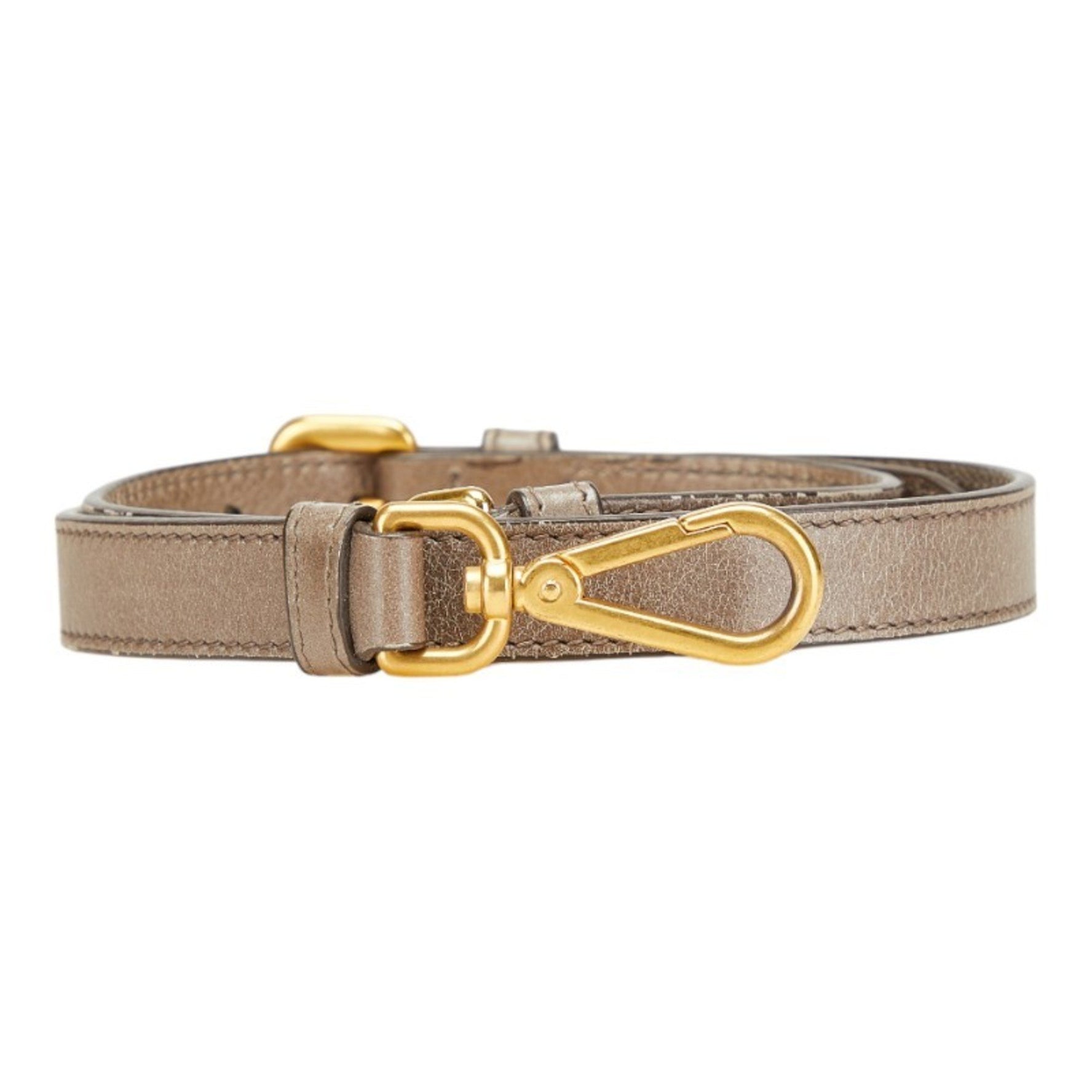 Prada Shoulder Strap Gray Gold Leather