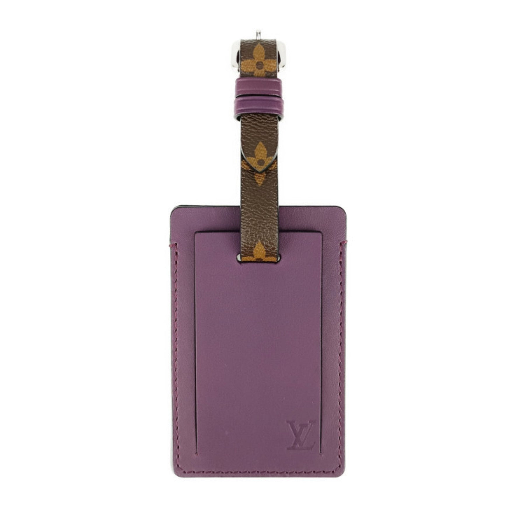 Louis Vuitton Name Tag Porto Address Ketch - Brown Purple Monogram Canvas Leather Men's