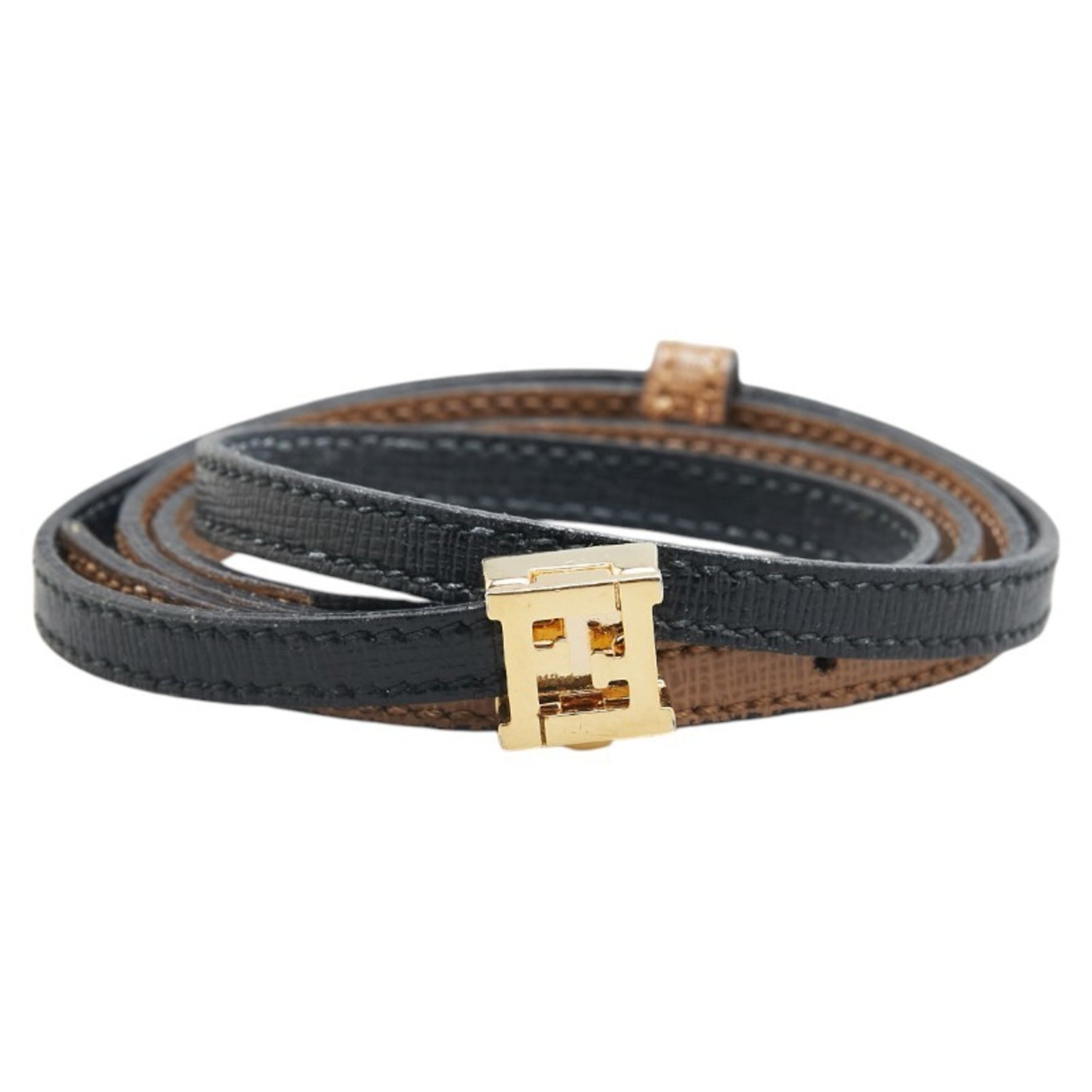 FENDI FF hardware bracelet brown black leather