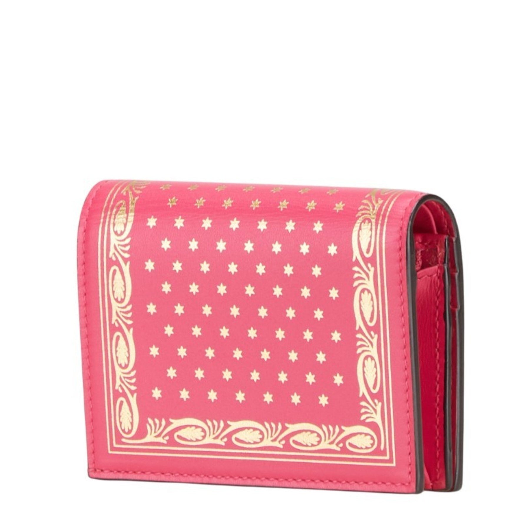 Gucci x SEGA GUCCY Print Bifold Wallet Pink Gold Leather