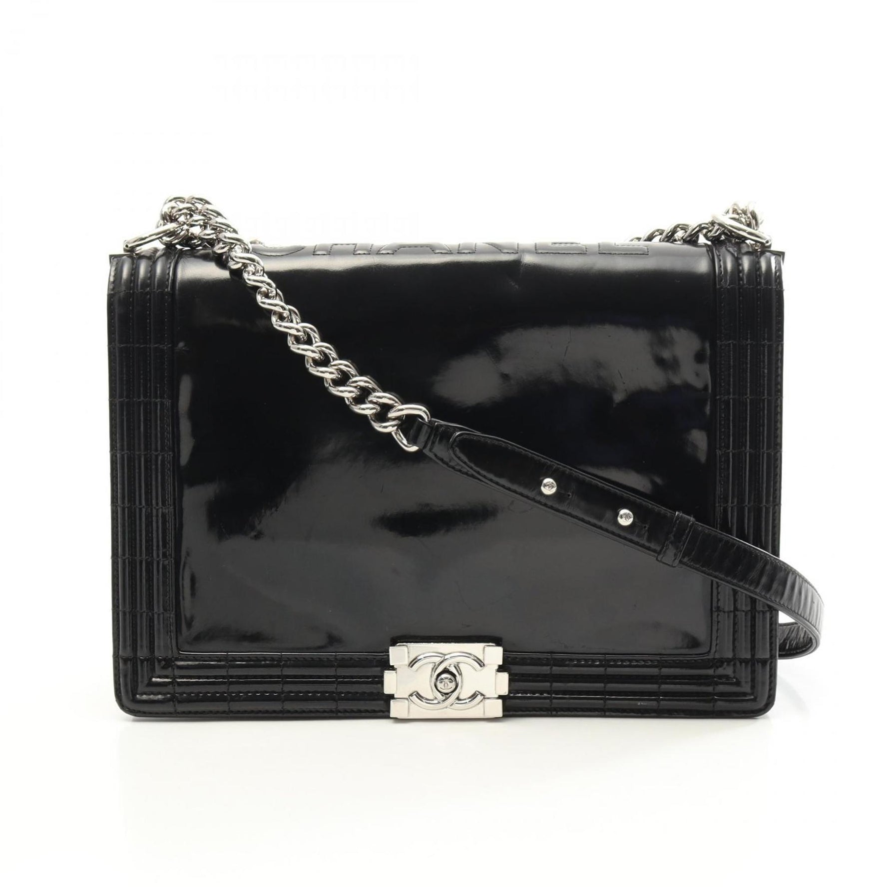CHANEL Boy Shoulder Bag Patent Leather