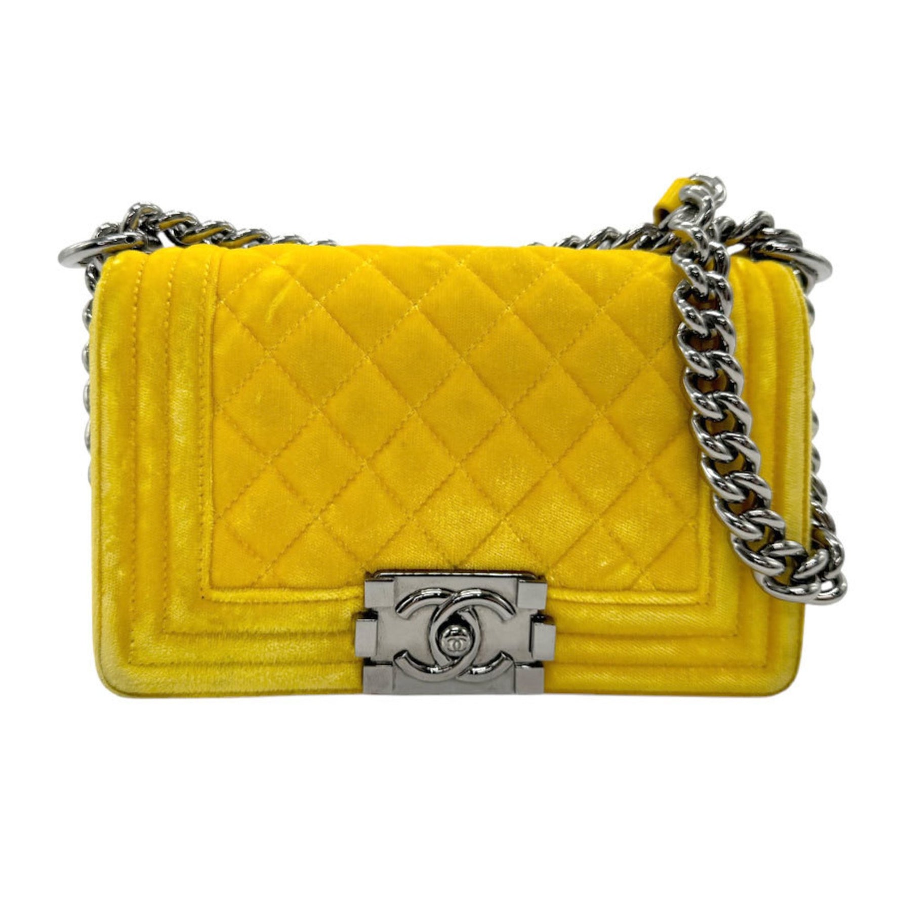 CHANEL Shoulder Bag Boy Velvet Metal