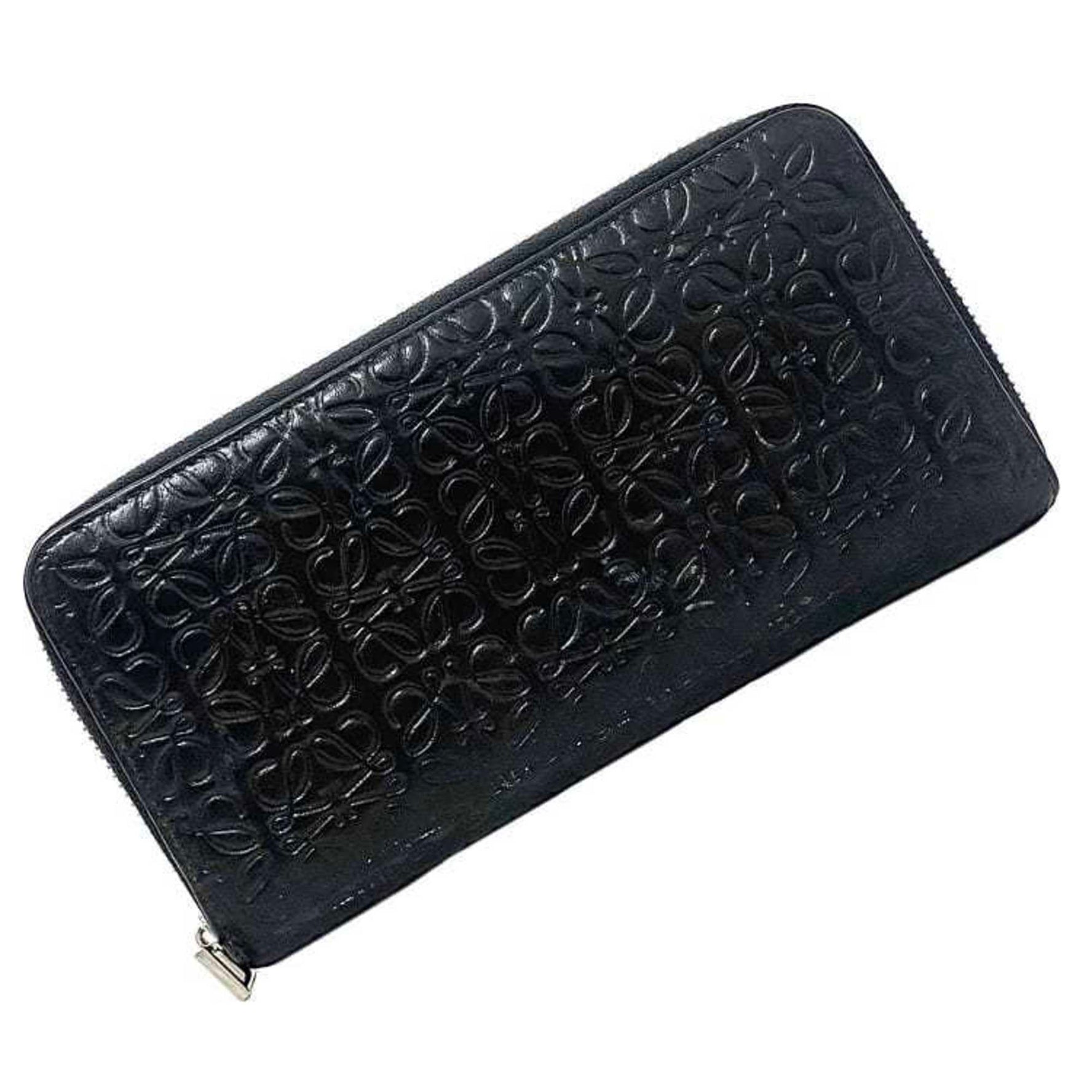 Loewe long wallet silver 1100 Anagram leather ladies