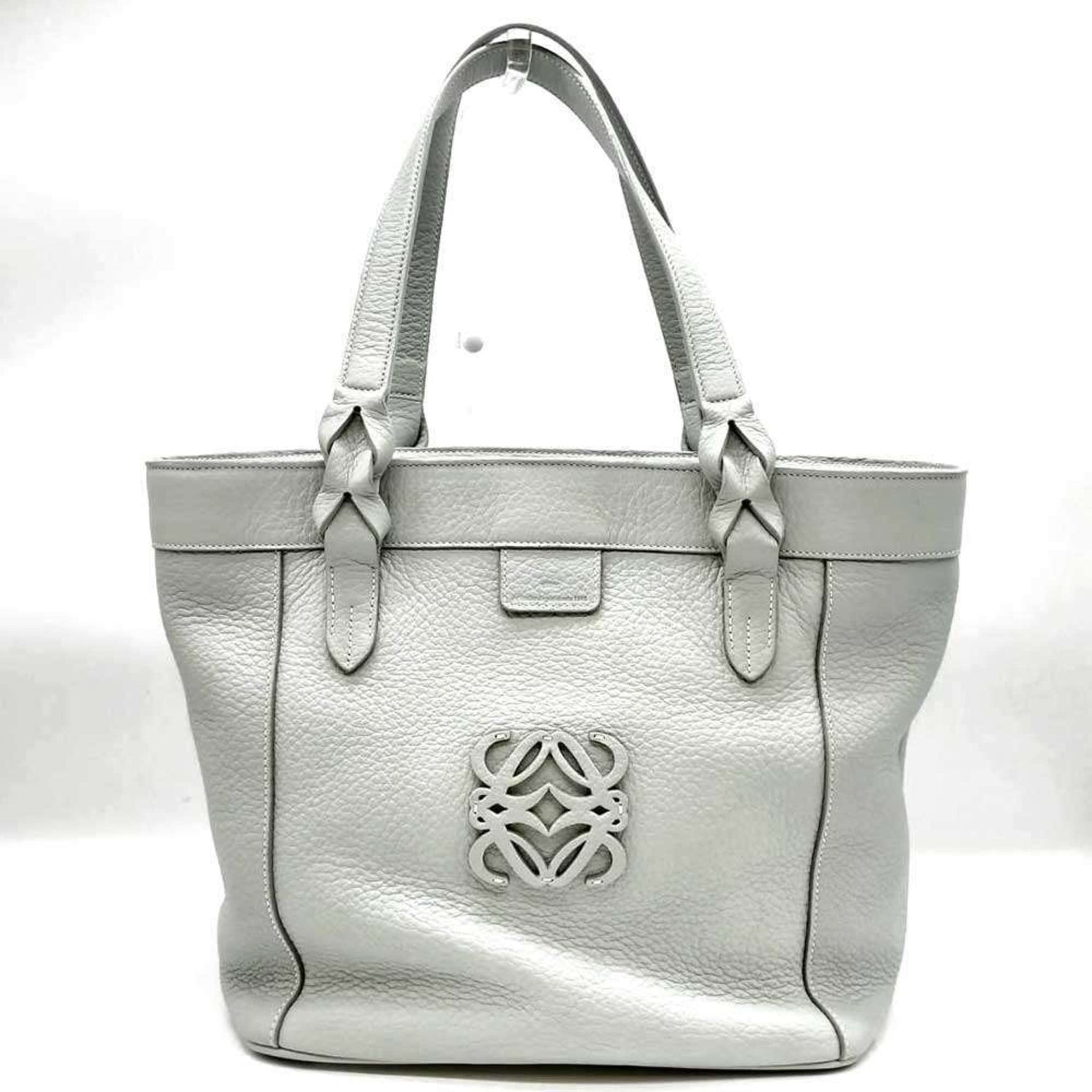 Loewe Fusta handbag, baby blue leather tote bag with anagram