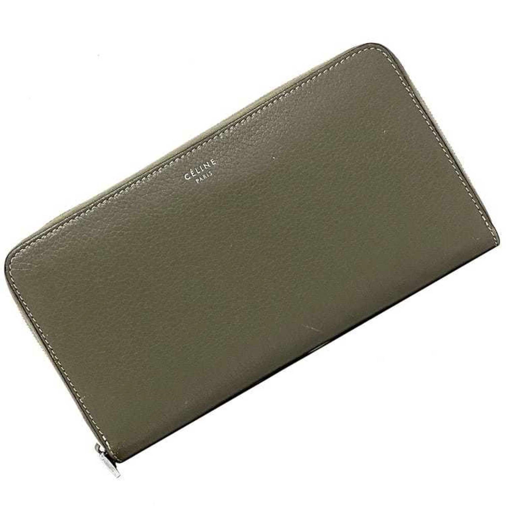 Celine long wallet gray beige graige slip multifunction leather large ladies card 1
