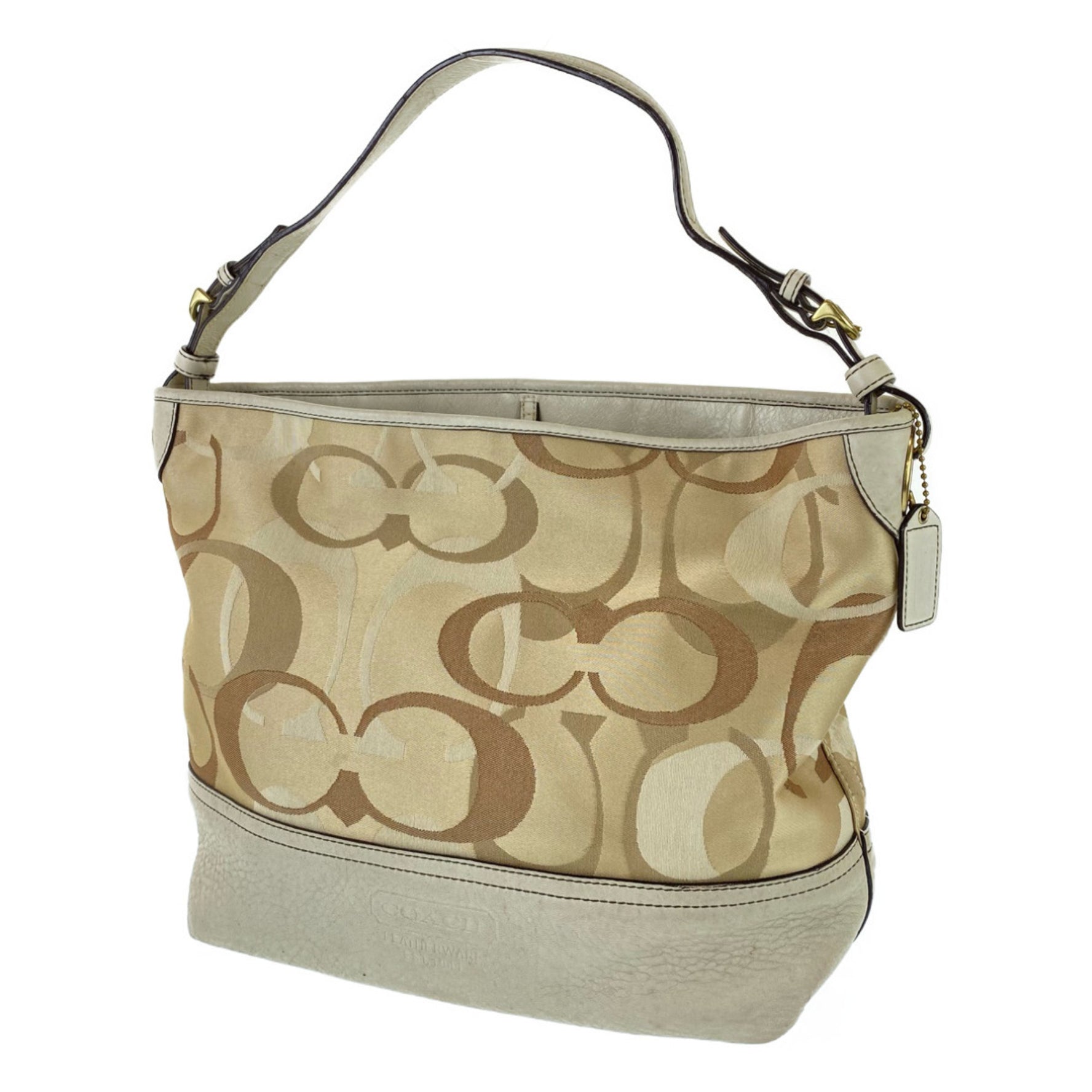 COACH Signature Canvas Leather Hobo Shoulder Bag