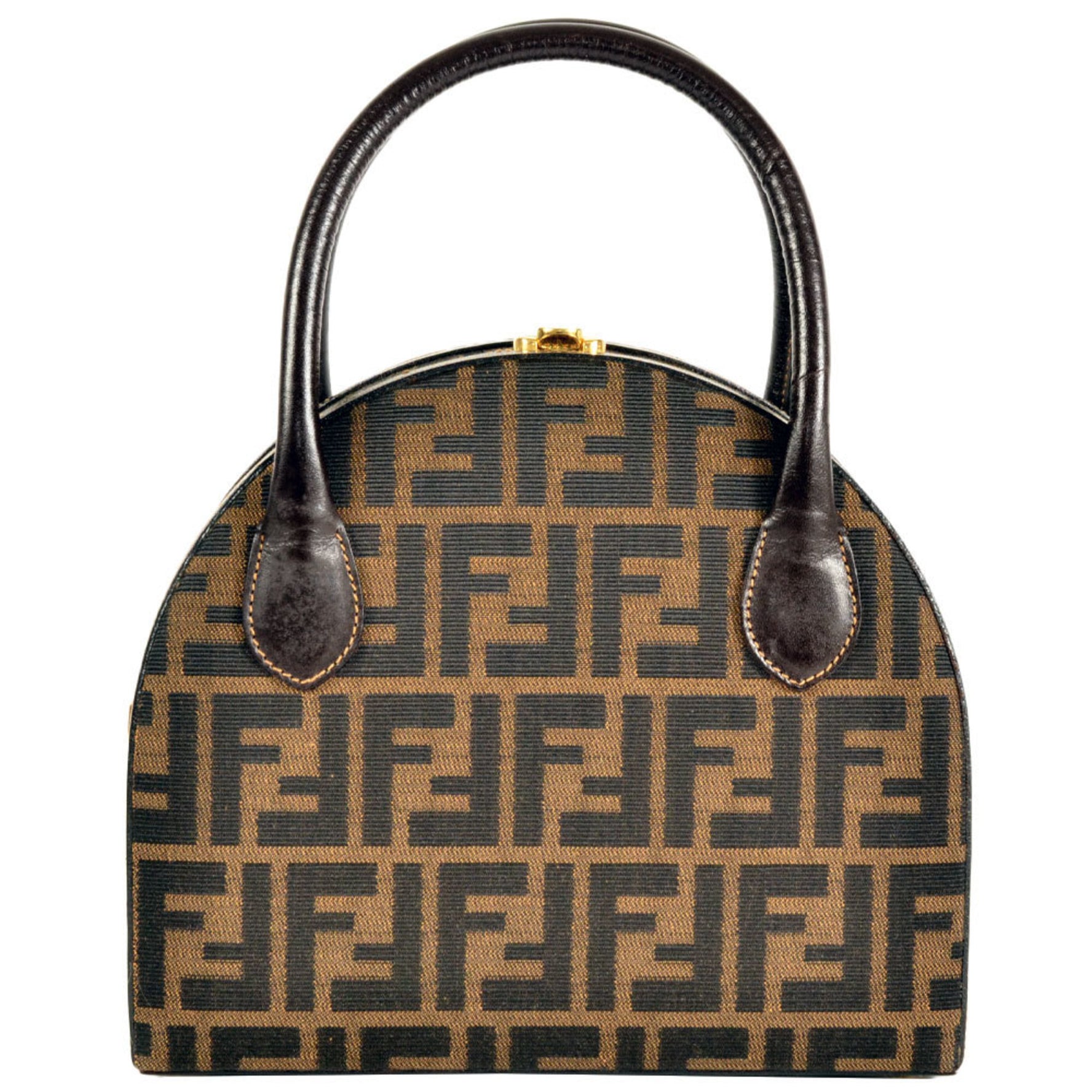 FENDI Zucca pattern round vanity handbag