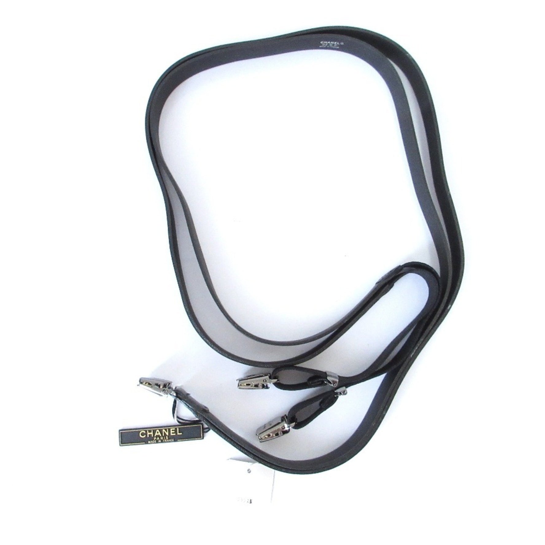 CHANEL Vintage Leather Suspender Belt x Silver Hardware