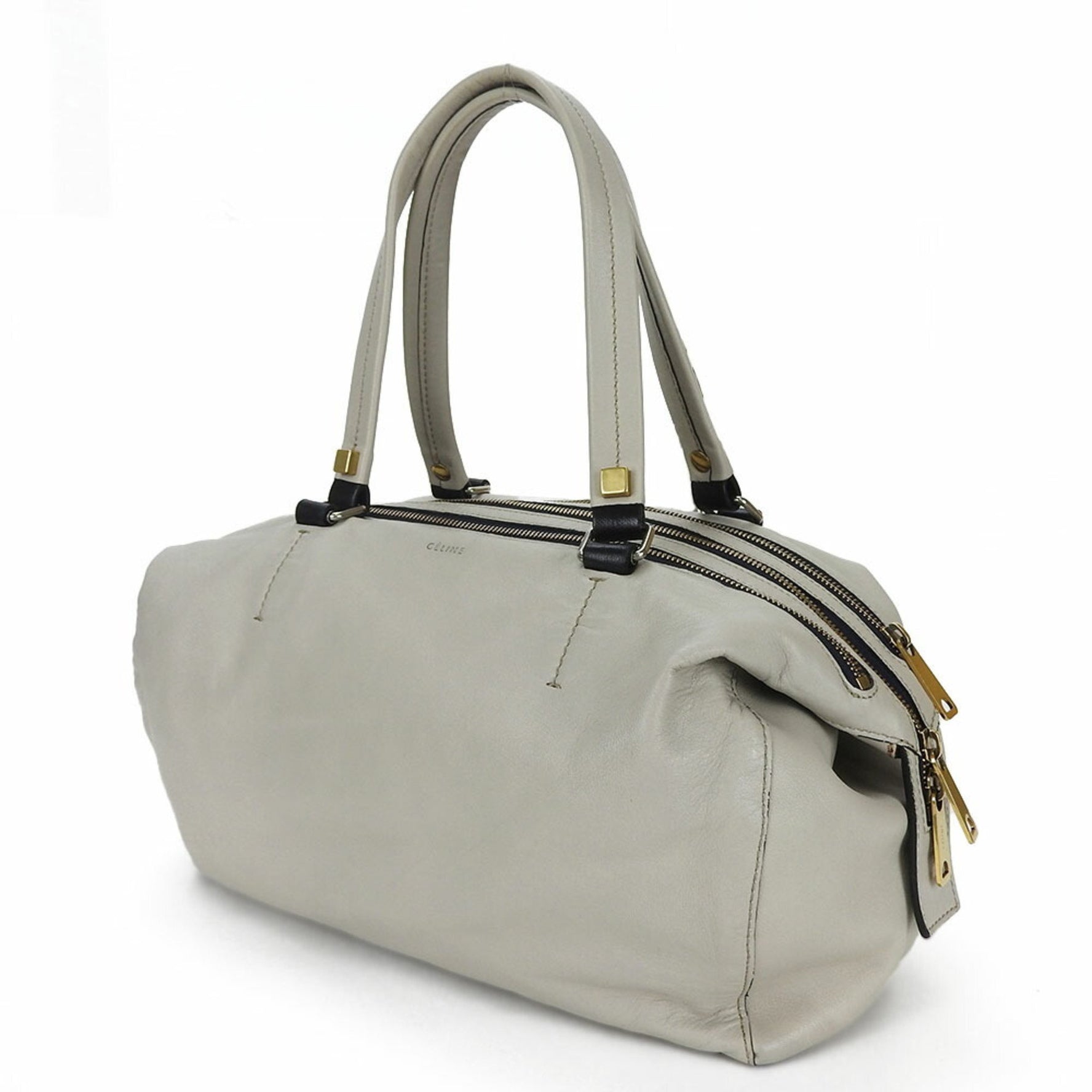 CELINE Hand Bag Marine Small Boston Leather Light Gray Ladies boston gray