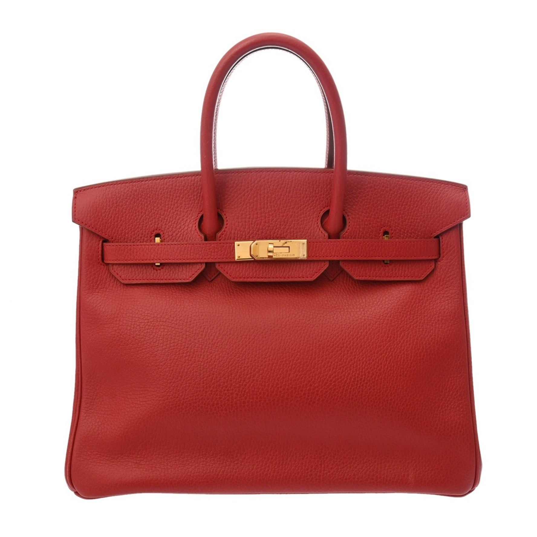 HERMES Hermès Birkin 35 Rouge Bif B Stamp (circa 1998) Unisex Ardennes Handbag