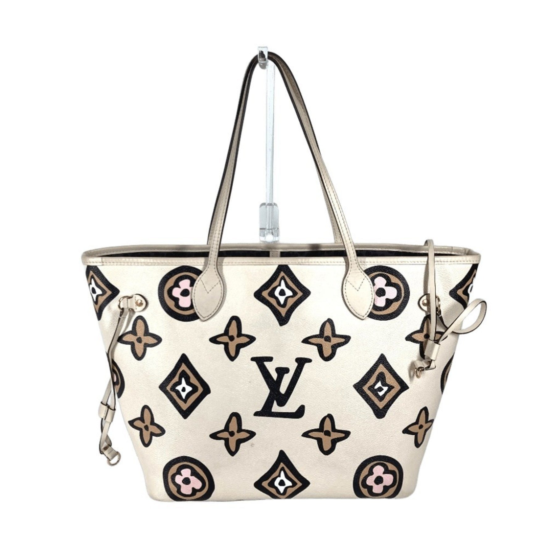 Louis Vuitton Wild at Heart Capsule Collection Neverfull MM Shoulder Tote Bag with Pouch Leather Creme Beige