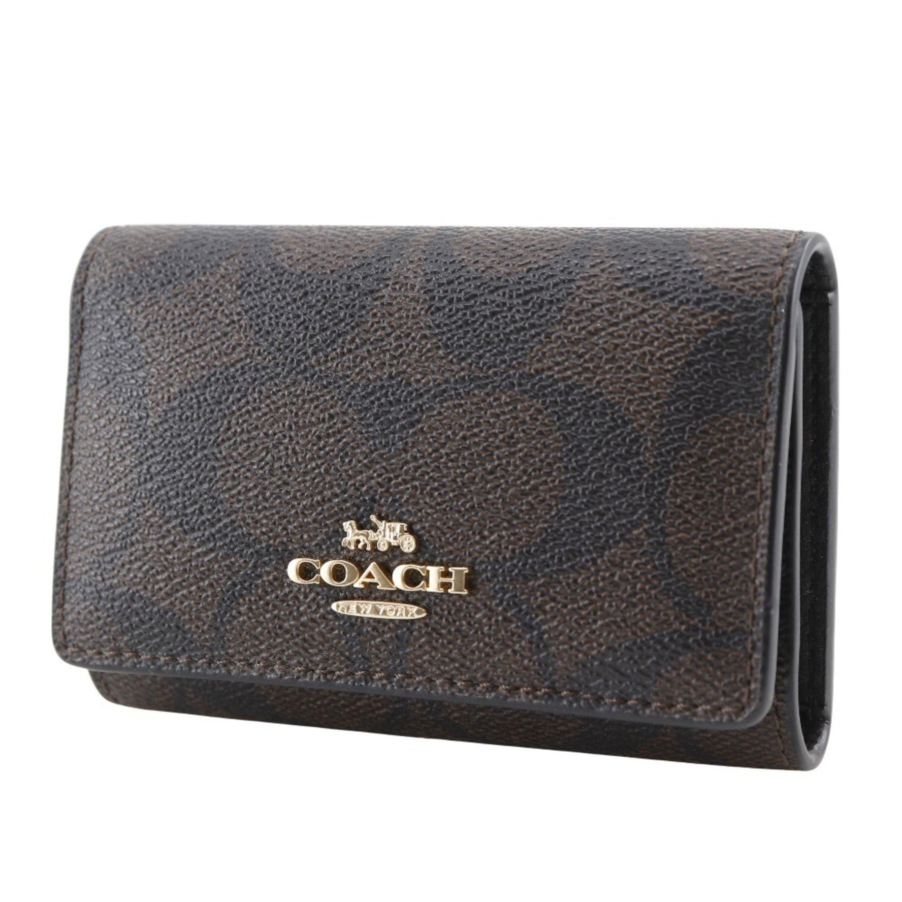 Coach Signature Key Case Brown/Black PVC, Snap Buttons