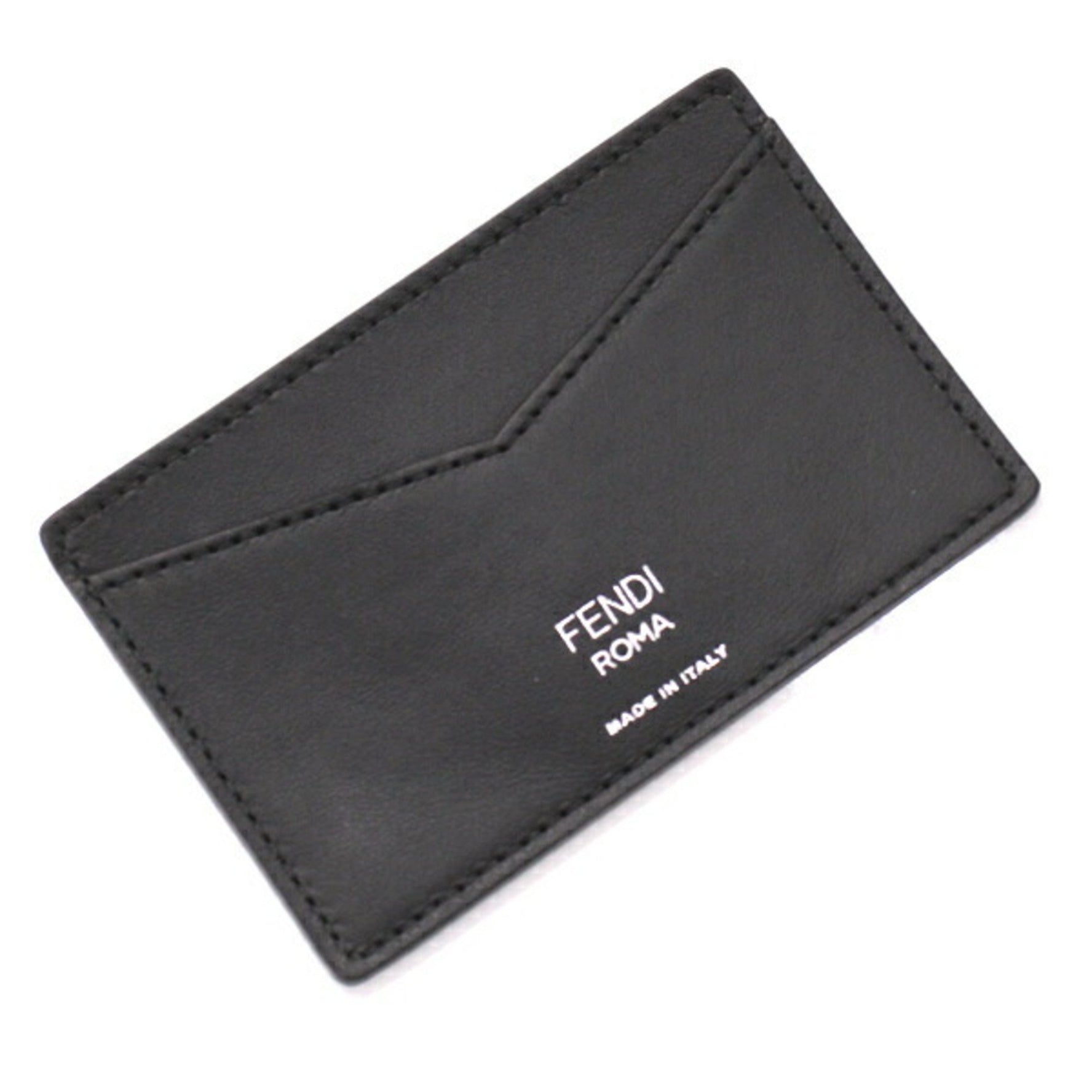 FENDI Card Case Zucca Pattern Pass Flat Leather Men's
