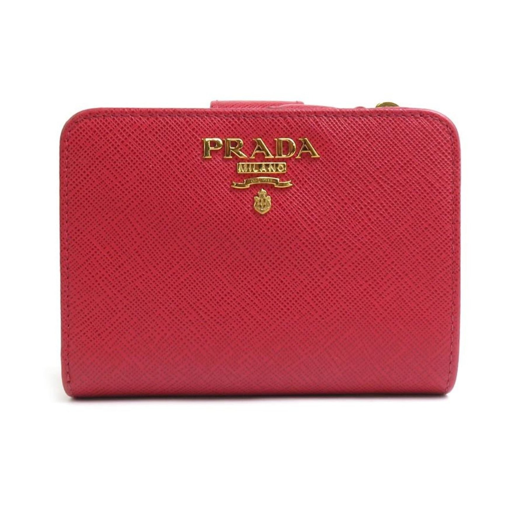 PRADA Bi-fold wallet Leather Red