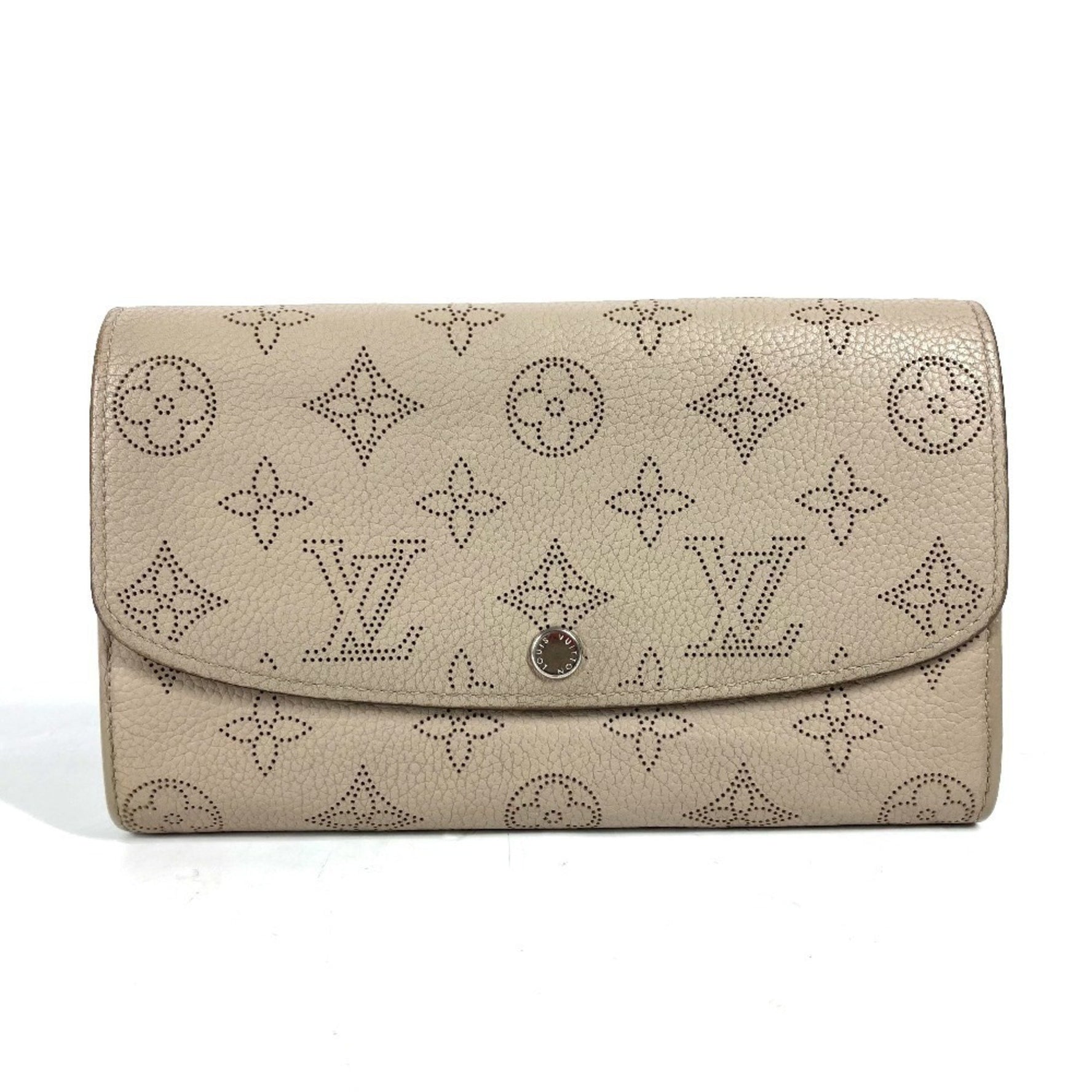 Louis Vuitton Monogram Mahina Portefeuille Iris Long Wallet Flap Leather Galle Beige