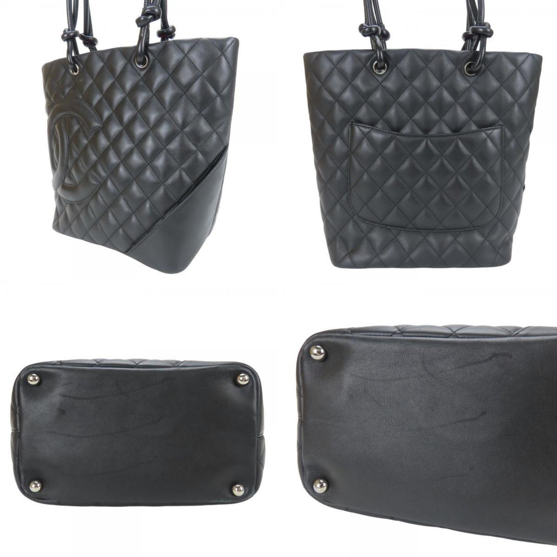 CHANEL Tote Bag Cambon Line Medium Leather Coco Mark Quilted