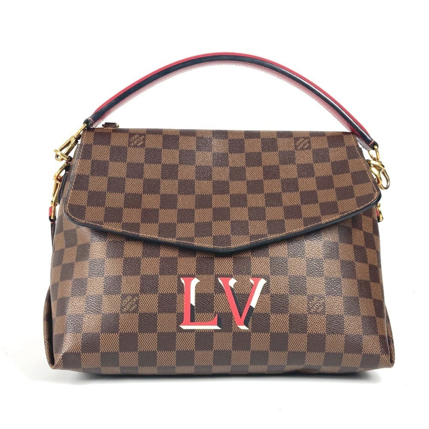 Louis Vuitton Damier Bobur Scarlet Tote Bag Shoulder Handbag Canvas Ebene Brown