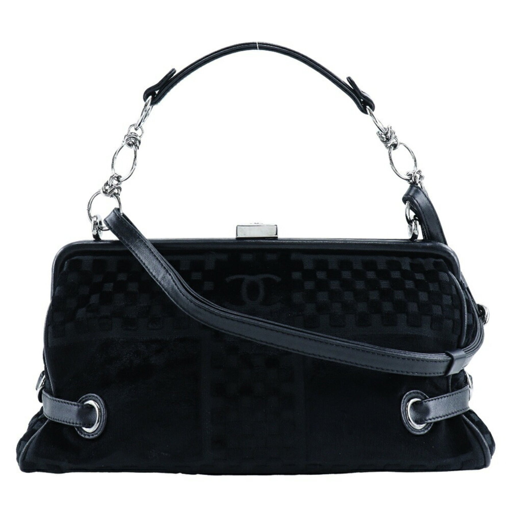 CHANEL Chain Shoulder Bag Coco Mark Velour ChainShoulder