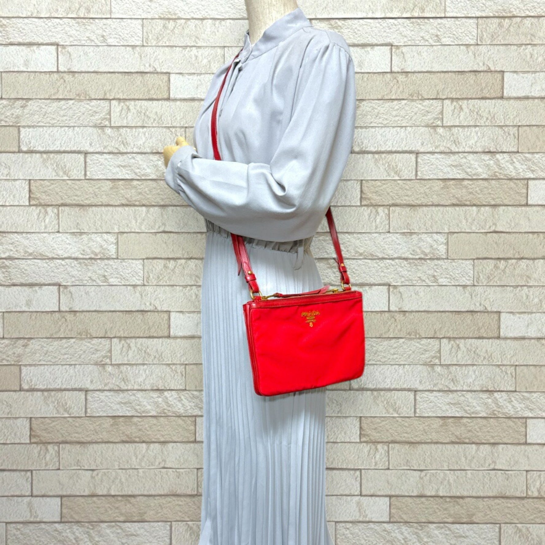 Prada Shoulder Bag Nylon Red