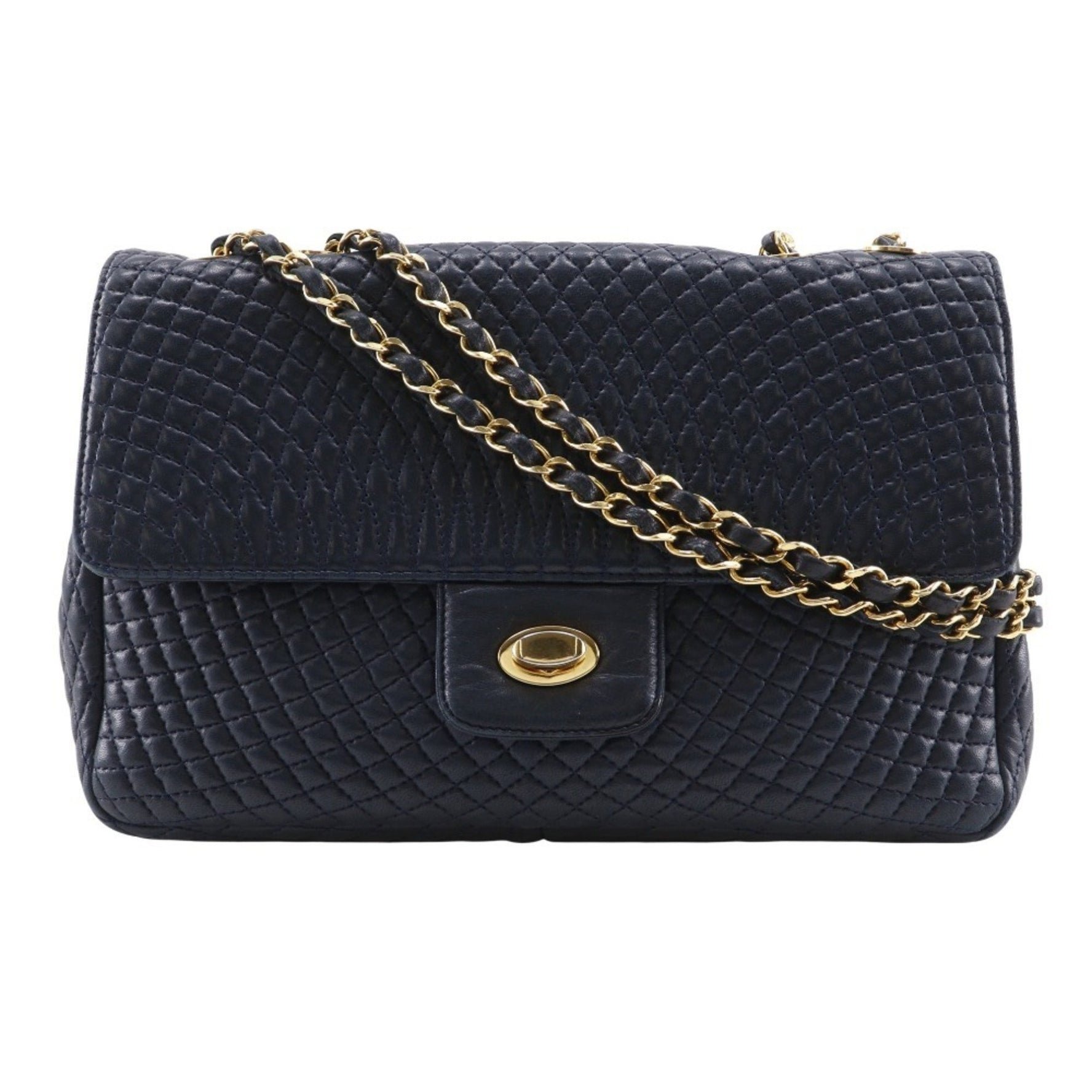 Bally Quilted Leather Chain Shoulder Bag, Turnlock