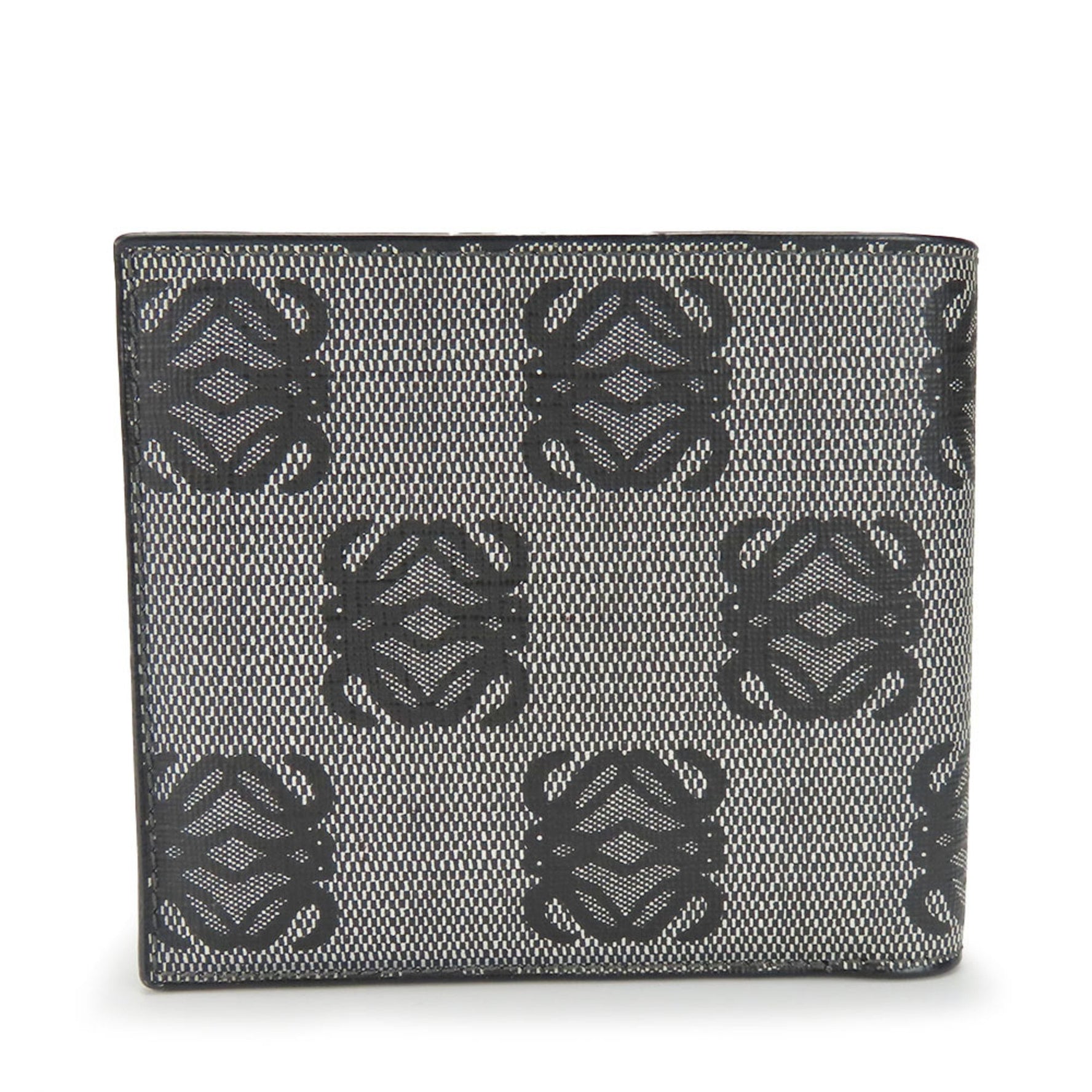 LOEWE Bi-fold Wallet Anagram Leather Grey Black Card Billfold
