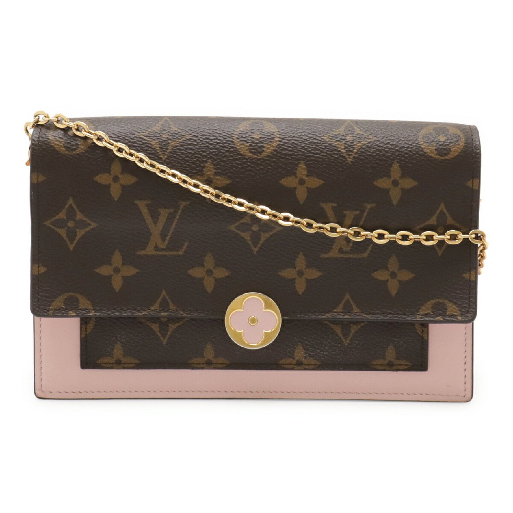 Louis Vuitton Monogram Portefeuille Flore Chain Shoulder Bag/Clutch Bag Rose Ballerine